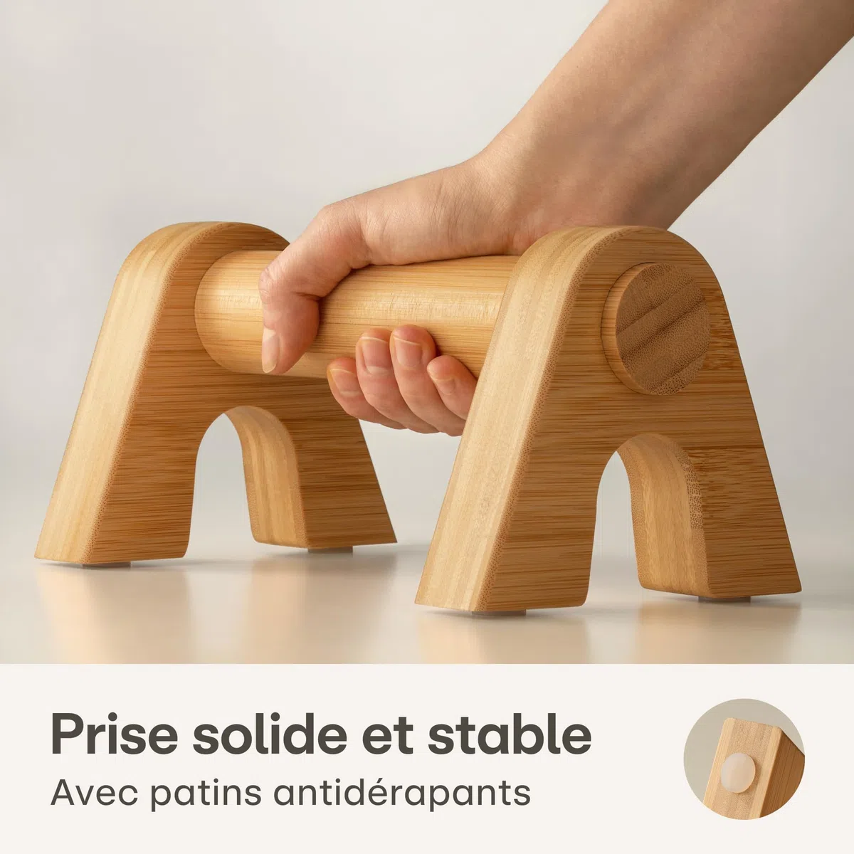 Praknu Barre Parallele Calisthenics - 2x Poignet Pompe Musculation en Bois Bambou - Parallettes Ergonomiques et Antidérapantes - Pour Callisthénie, Handstands & Street Workout - Maison et Gym