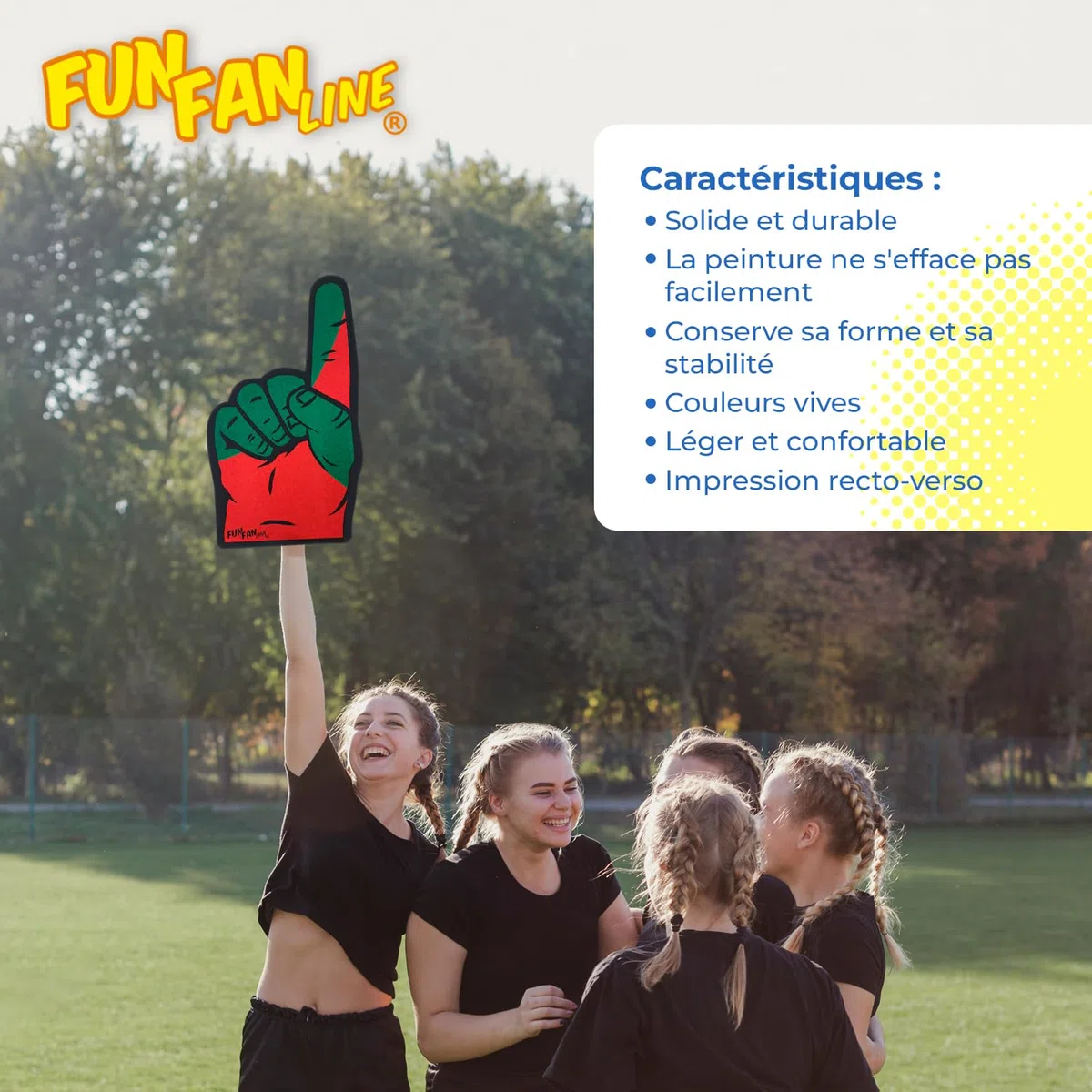 Lot de 2 Mains en Mousse avec Doigt Géant Drapeau de [Pays]. Accessoire de Supporter pour Événements Sportifs, Fêtes & Célébrations. Idéal pour Matchs et Fans