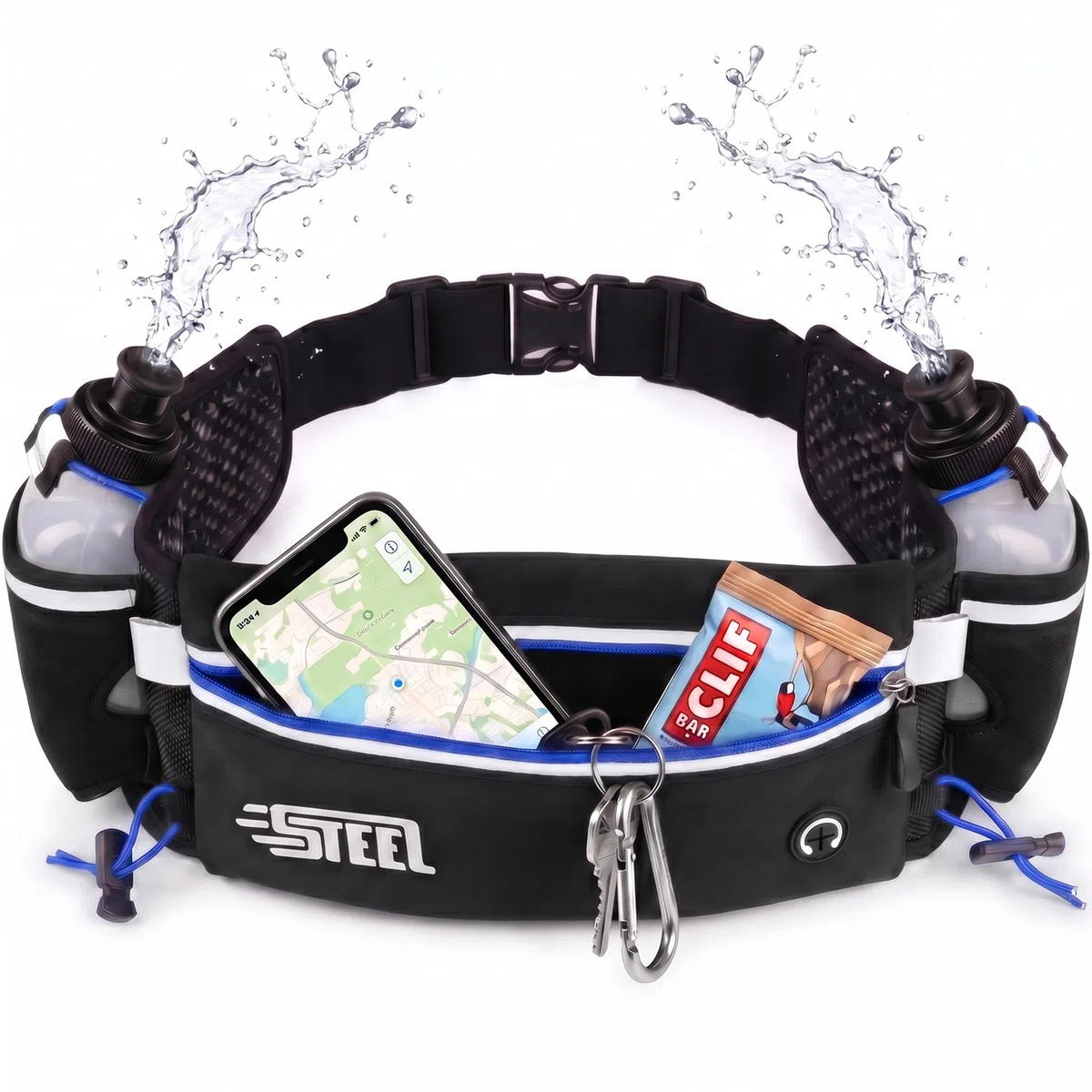 Ceinture Running Course à Pied – Performance, Praticité et Confort, Sac Banane Sport Belt Gourde Souple Porte Bidon Poche Etanche Homme Femme pour Smartphone Jogging Marque Française