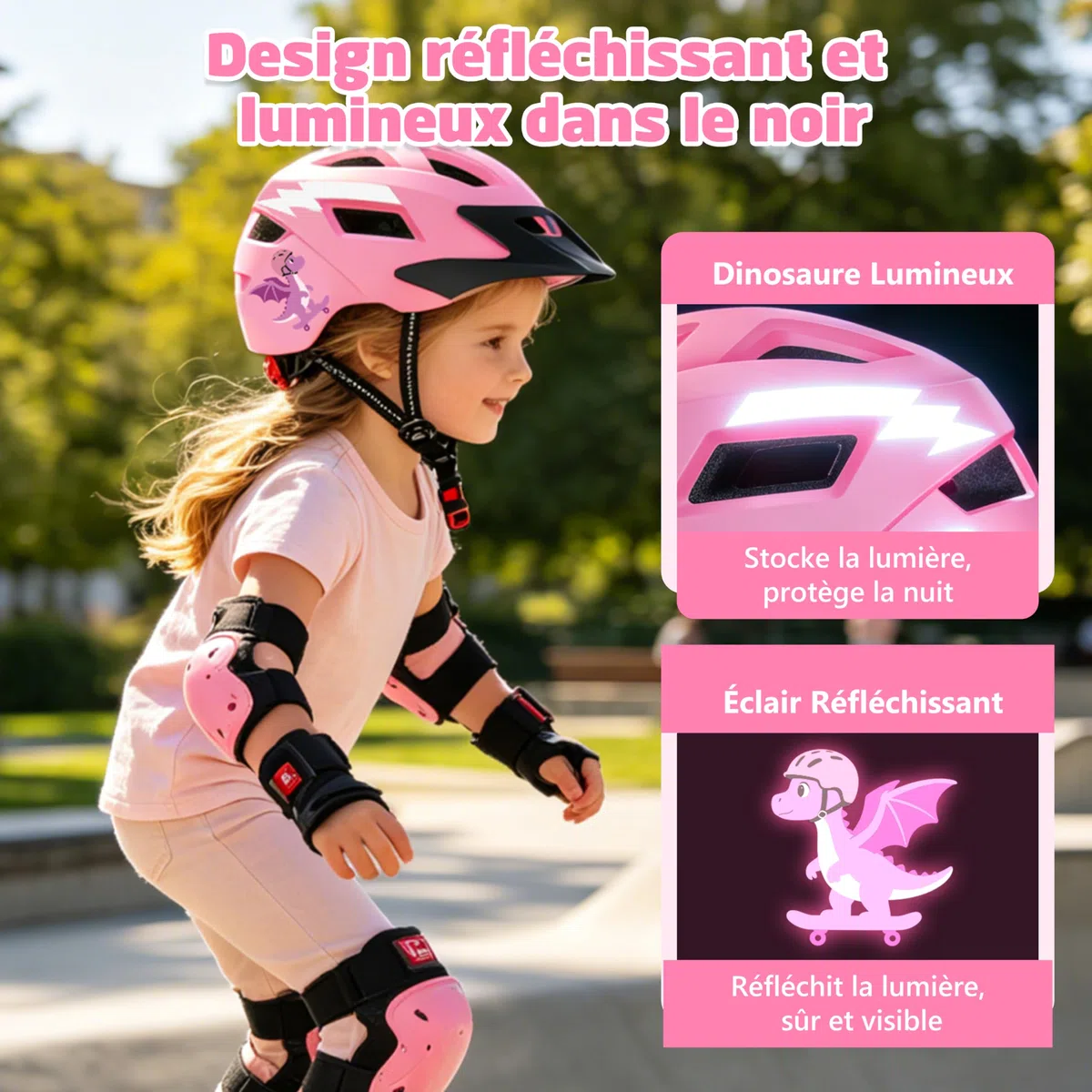 JONRRYIN Casque Vélo pour Enfants Filles et Garçons, Réglables Casques de Protection pour Skateboard vélo Trottinette Rollers Patinage