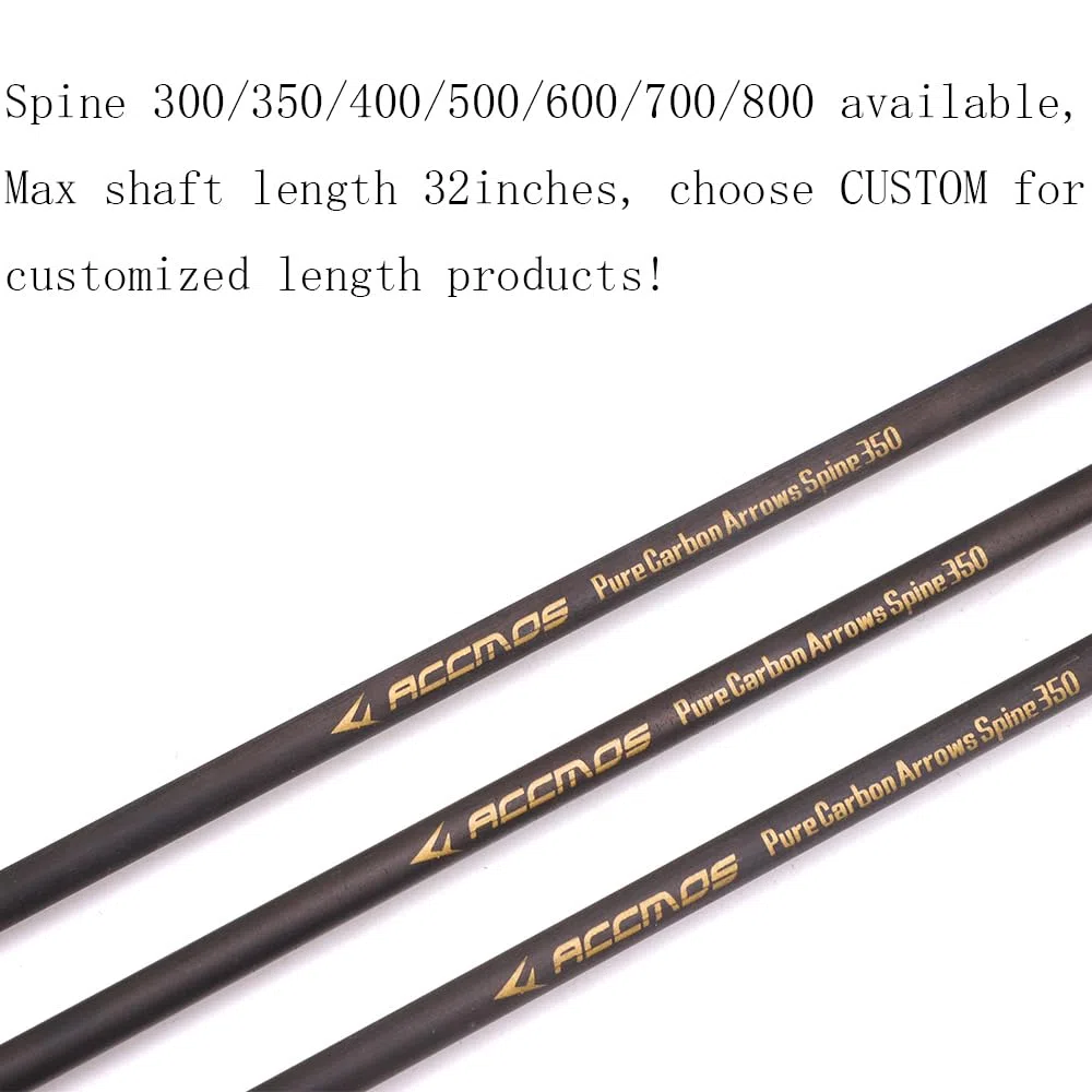6/12pc Longueur Personnalisée Flèches en Carbone 300/350/400/500/600/700/800 Spine Pointe Amovible 2" Plume en Plastique Flèche de Chasse Flèche de Sport pour Arc Recurve Arc à Poulies Tir à l’Arc