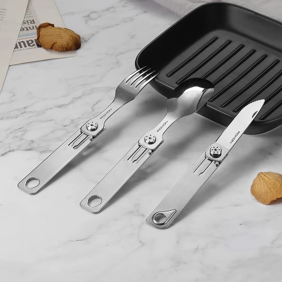 ROXON C1 3 en 1 Acier inoxydable Couteau et cuillère détachables pour Le Camping, adapté au Camping et à la randonnée