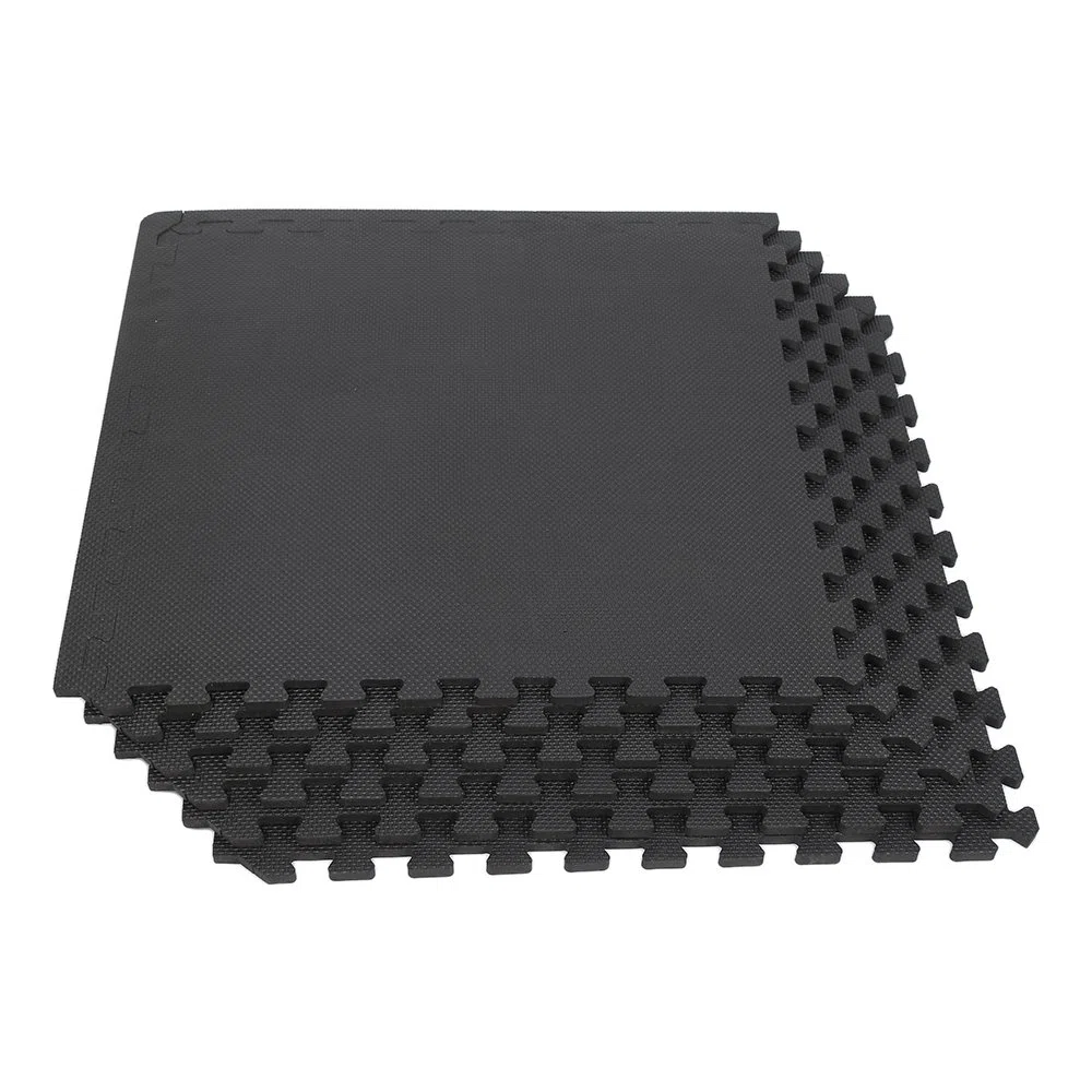 Tapis de Sport de Sol Salle de Fitness, Dalles en Mousse EVA sans BPA, Tapis de Protection de Sol 60 x 60 x 1 cm, Tapis de Protection Antidérapant pour Matériel Gym, Chambre (60cm-Noir A,6PCS)