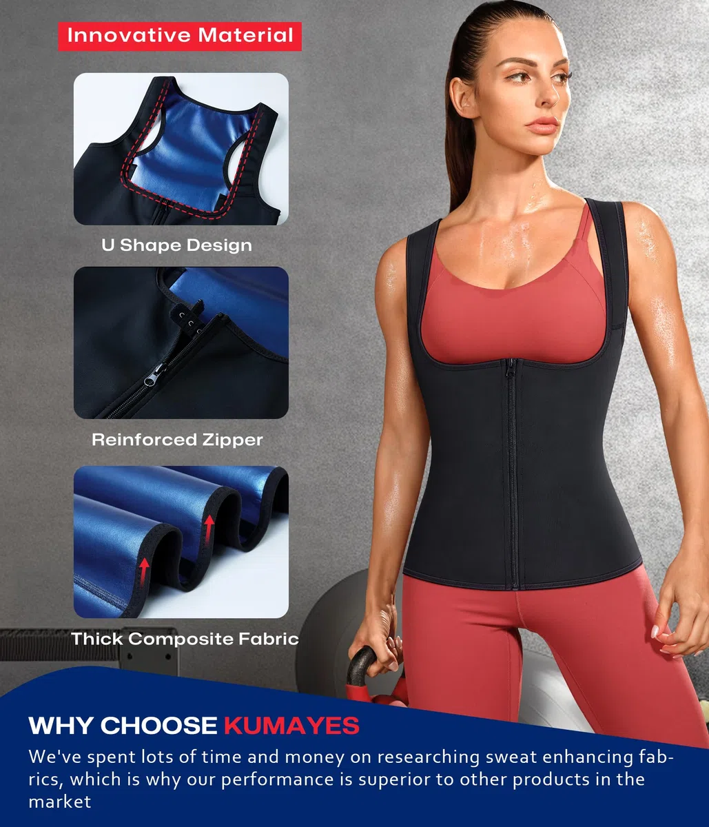 KUMAYES Vêtements de Sudation Femme Gilet de Sudation amincissant Débardeur Minceur Corset Gaine Amincissante Ventre Plat