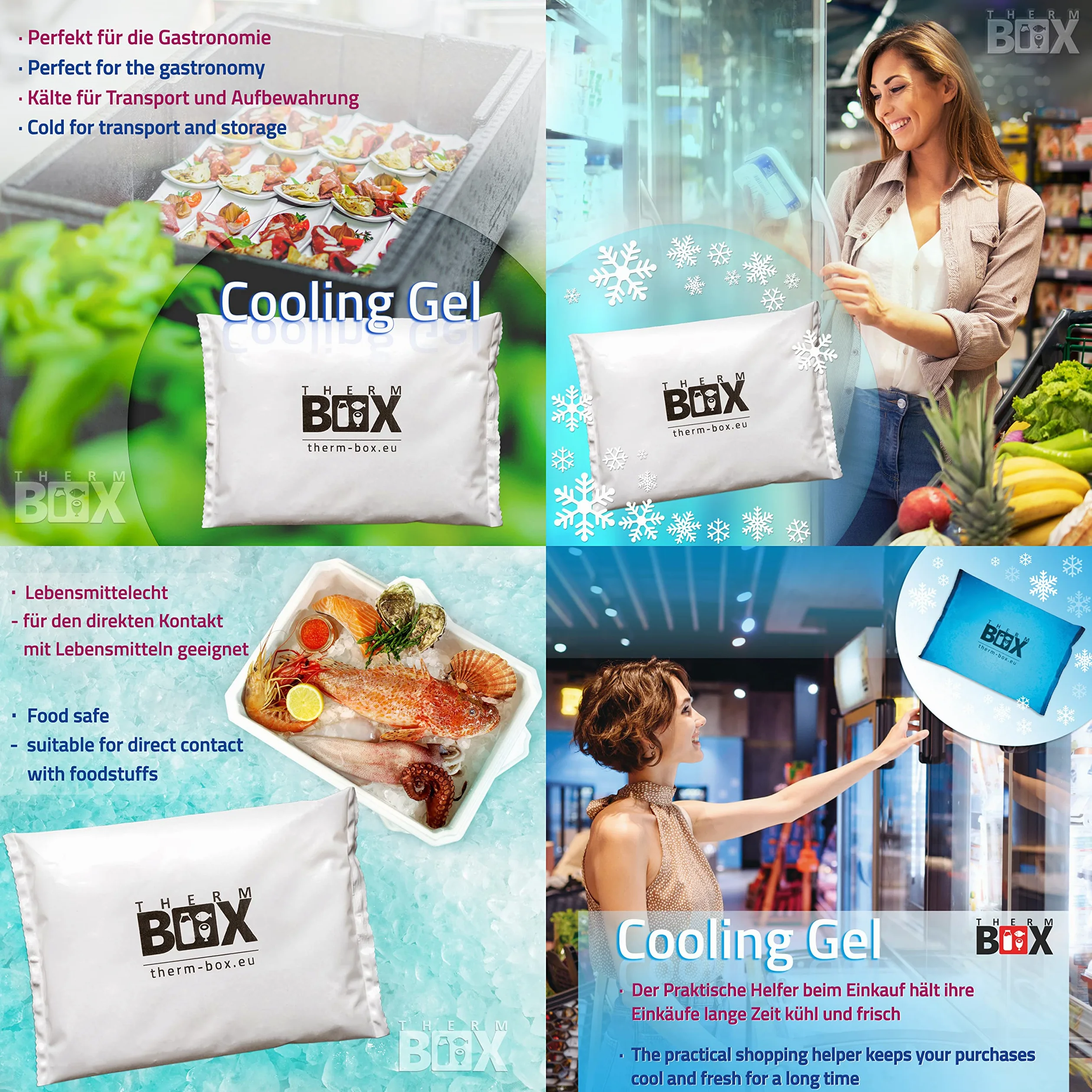 THERM BOX Grande boîte en polystyrène professionnelle avec bloc réfrigérant pour glacière, boîte de transport, récipient isotherme réutilisable