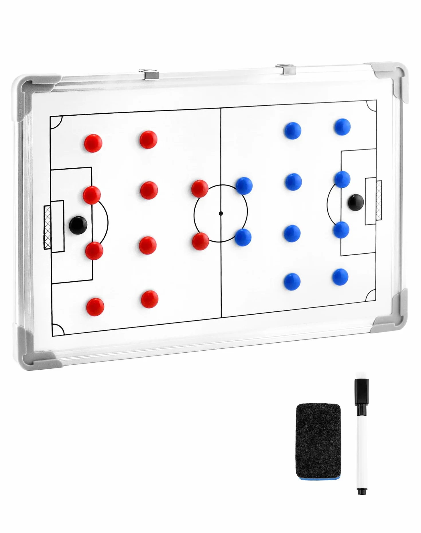 QWORK® Tableau Tactique de Football, Utilisation Double Face, Accessoires Inclus, 45 x 30 cm