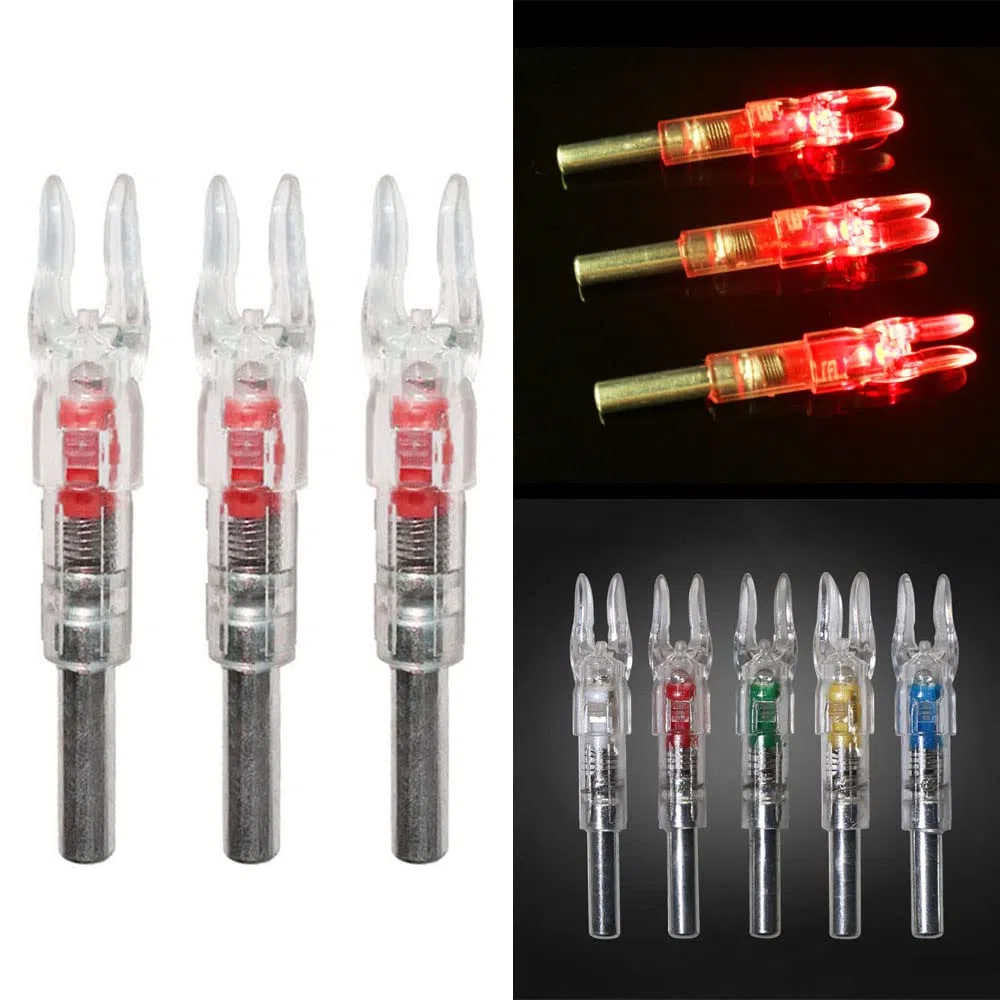SHARROW 6pcs Tir à l'arc Encoche de Flèche Lumineuses LED Automatiquement Éclairé Lighted Nocks Flèche Encoche pour ID 6.2mm Arbre de Flèche de Carbone