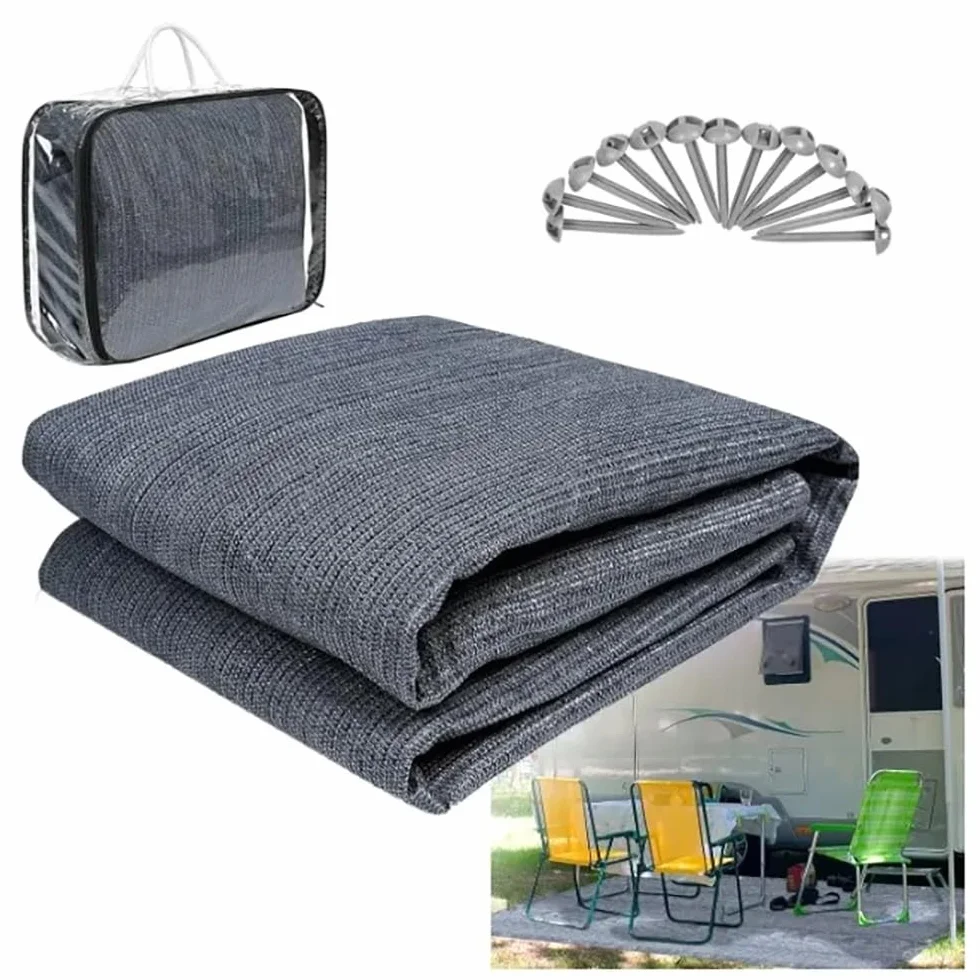 NEWFUN Tapis de Sol Camping Car, Tapis d'auvent avec œillets, Tapis de Tente pour Camping en Plein Air, Lavable, Sac de Transport et Piquets de Fixation Inclus
