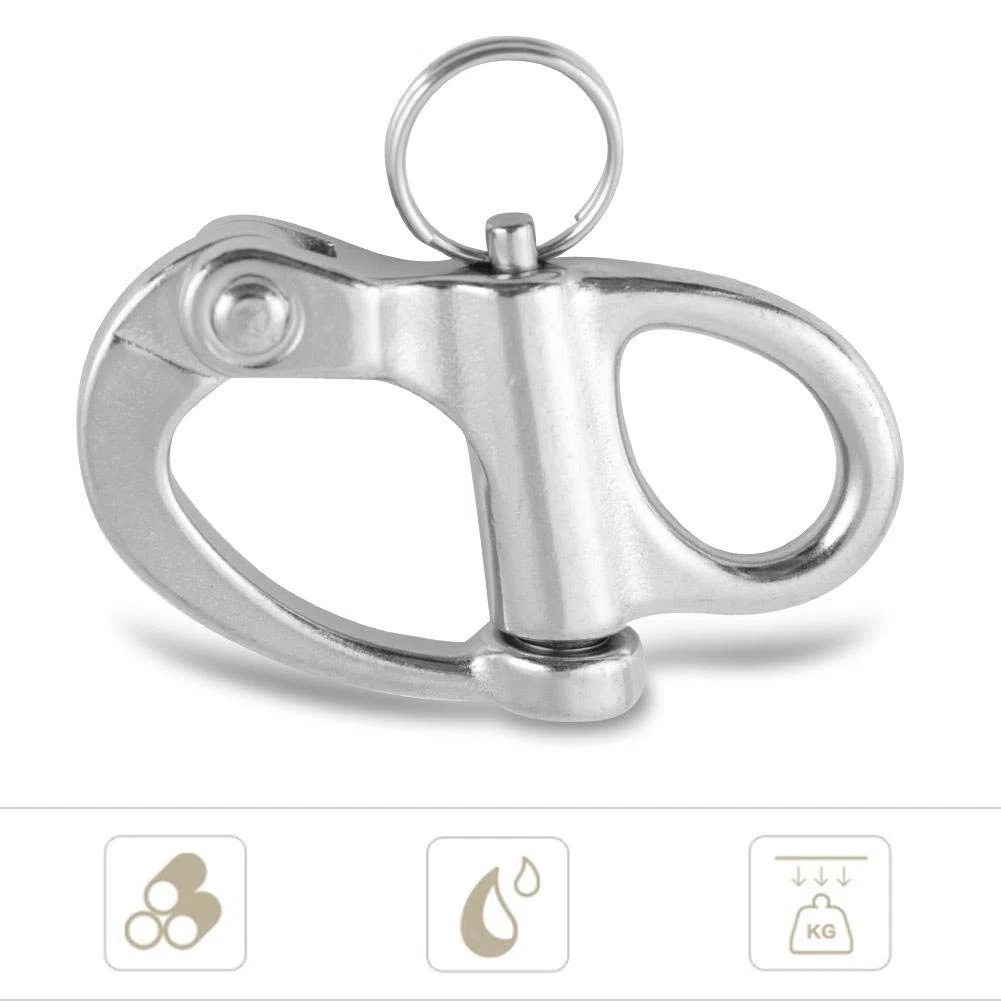 Manille à Attache Rapide Fixe Keenso en Acier Inoxydable avec Attache Rapide et Anneau Rond pour Bateau, Camion, fourgonnette, Caravane, remorque
