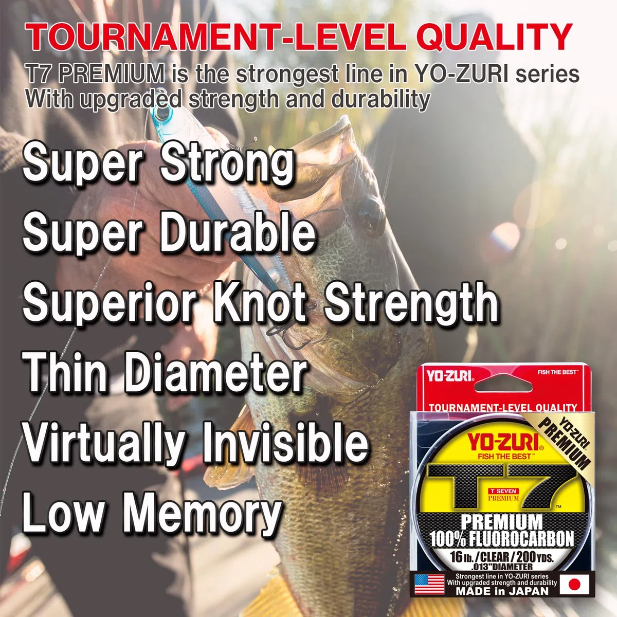 Yo-Zuri T7 Premium 200 m Ligne fluorocarbone Unisexe, Transparent, 200yd