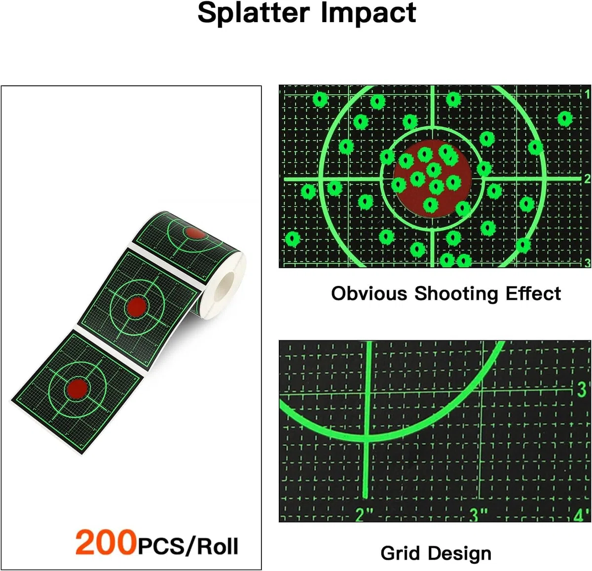 200 pièces Cibles de tir Autocollantes avec disques de tir réactifs Verts fluorescents Cibles en Papier 10,2 cm pour Les Exercices de tir au Fusil, au Pistolet et au Pistolet BB Airsoft