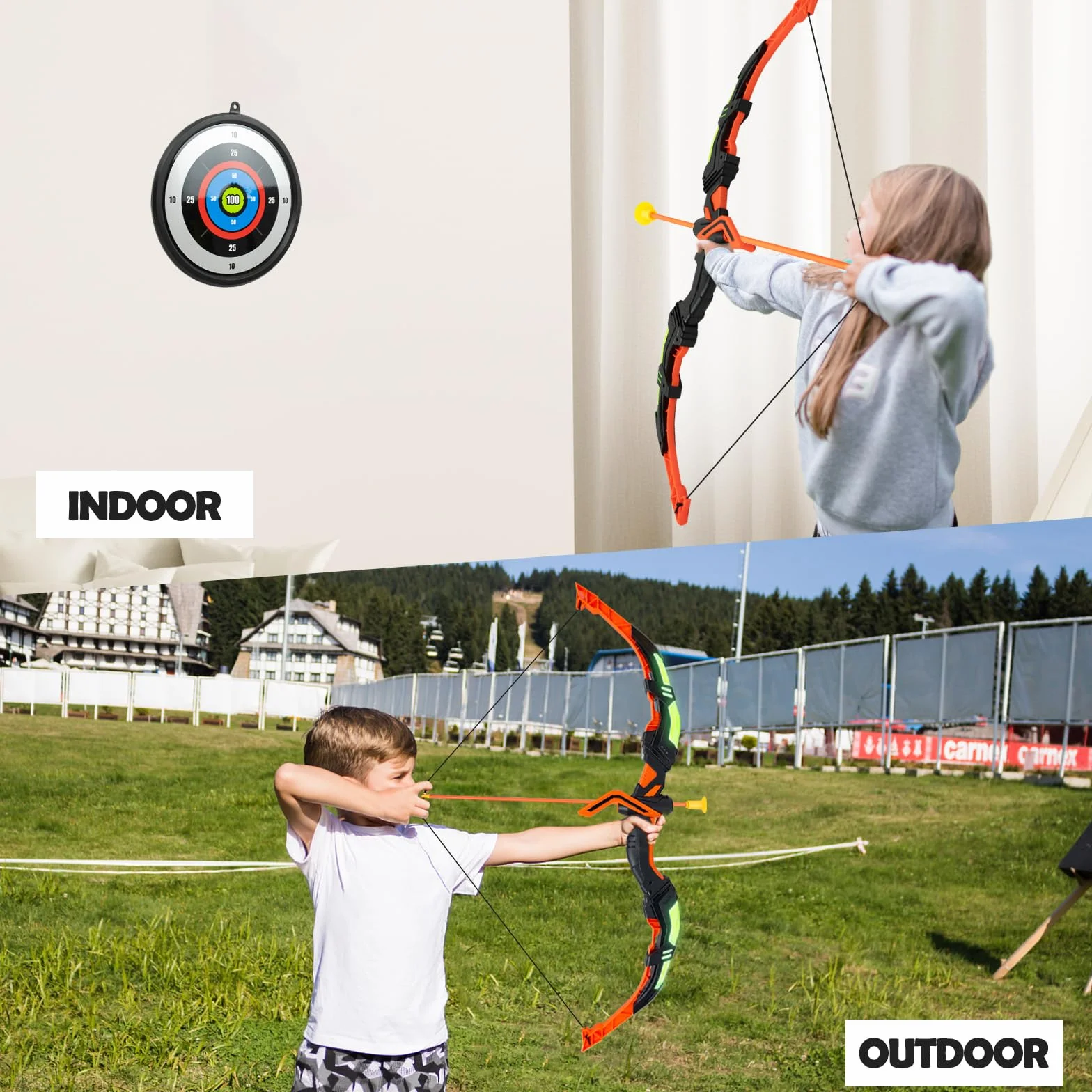 RedCrab Ensemble Arc et Flèches Enfants, Arc Jouet Enfant 3-8 Ans Jeux Exterieur Enfant Cadeau avec Lumières LED, 10 Flèches à Ventouses, Arc Et Cible, Jouet Enfant 3 4 5 6 7 8 Ans Garçon Fille