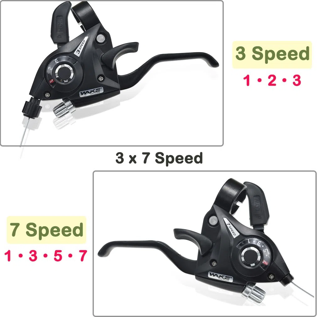 CYSKY Manettes de Vitesse 3x7 / 3x8 Vitesses VTT Vélo Frein Shifter, Levier de Vitesse Gauche Droite avec Indicateur de Vitesse et Câble de Frein pour Vélo de Montagne et de Route