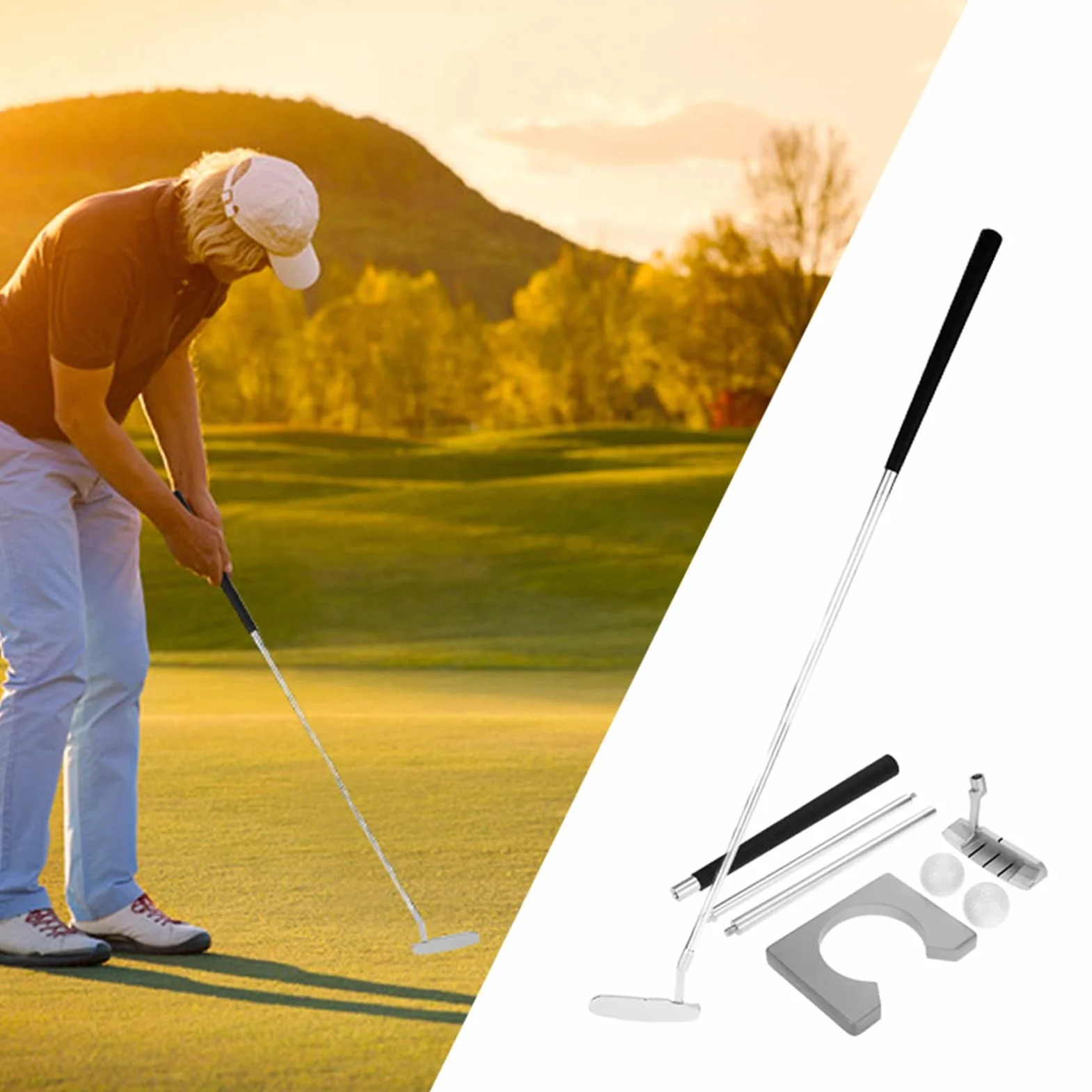 BuyWeek Ensemble de Putter de Golf, Ensemble de Coupe de Putting en Intérieur Club de Golf Balles de Golfs avec Sac, pour Pratique de Putting Cadeau