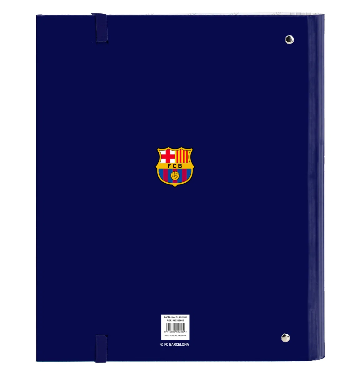 Safta F.C. Barcelona 1ère équipe 25/26 Classeur 4 anneaux de 35 cm avec 100 feuilles A4, idéal pour enfants de différents âges, confortable et polyvalent, qualité et résistance, 27 x 3,5 x 32 cm, Bleu