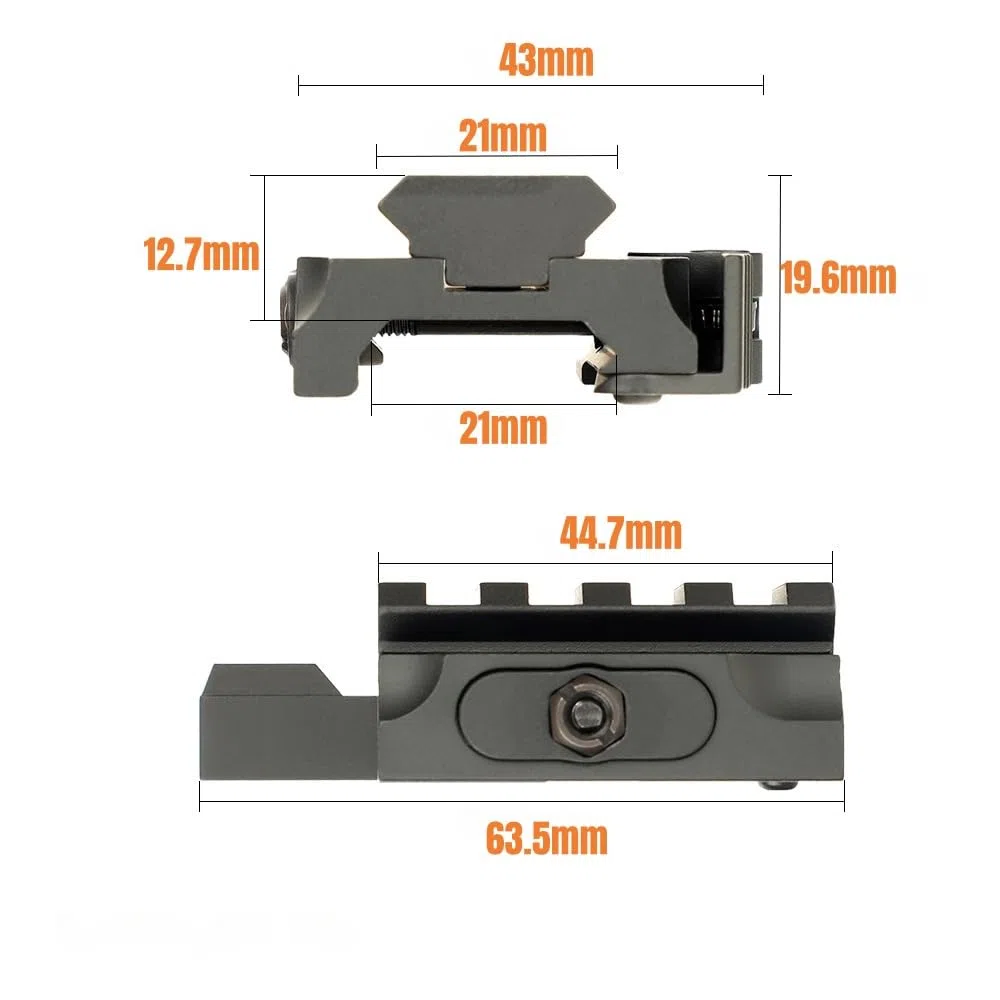 Support de Montage P.icatinny QD, Hauteur 13 mm (0,5 Pouce), Rail 20 mm, réglage sans Outil pour viseurs Point Rouge, optiques et Accessoires