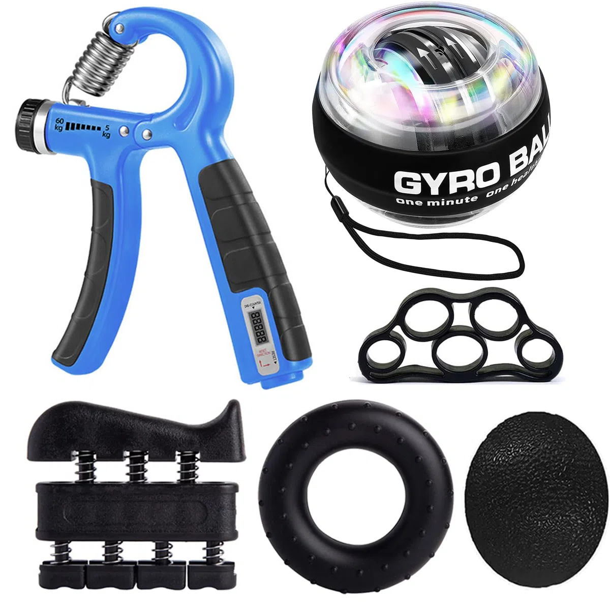 Gyroscope Ball Power Wrist Gyro Ball, Hand Grip Musculation Avant Bras, Hand Gripper, Renforcement de la Main, Poignet Musculation, Exerciseur de Doigts, Anneau d'exercice et Balle Anti-Stress