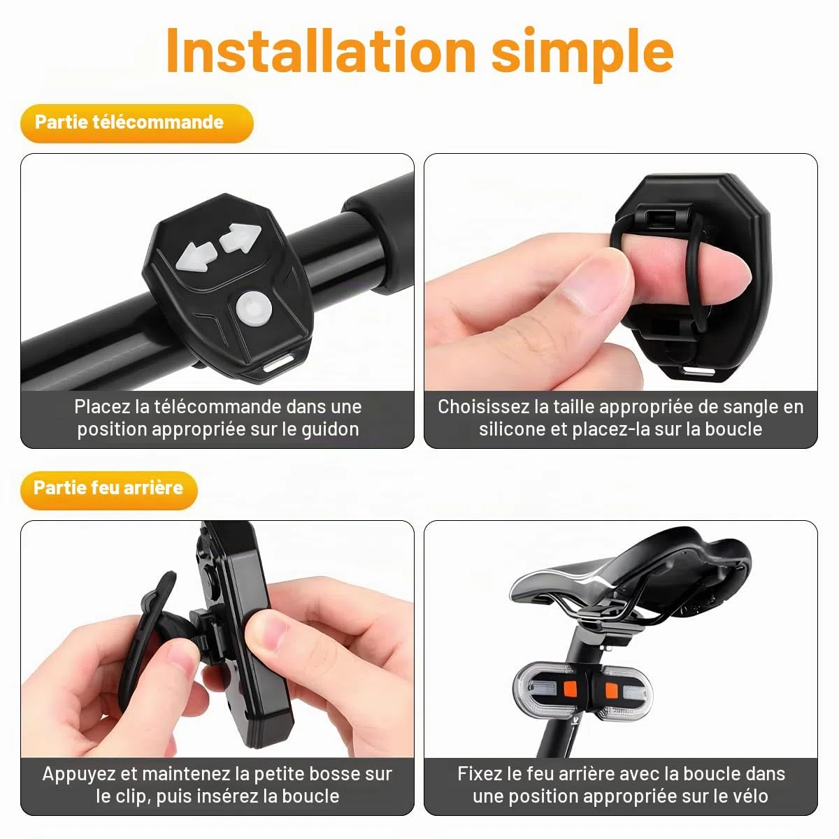 Feu Arrière Vélo LED Intelligente avec Clignotant et Télécommande – Lumière Vélo USB Rechargeable, Étanche IPX4, 5 Modes – Clignotant Vélo & Trottinette Électrique, Accessoire Sécurité
