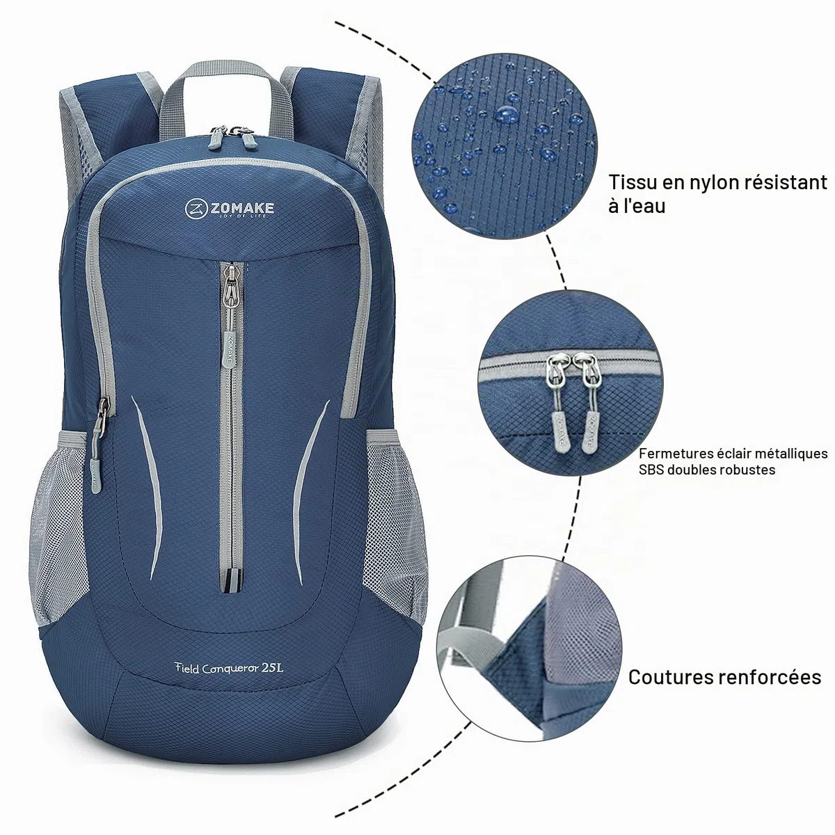 ZOMAKE Sac a Dos Pliable Ultra Léger - Sac à Dos Pliable De Randonnée Petit Packable Daypack 25L pour Femme Homme Sports Et Plein Air