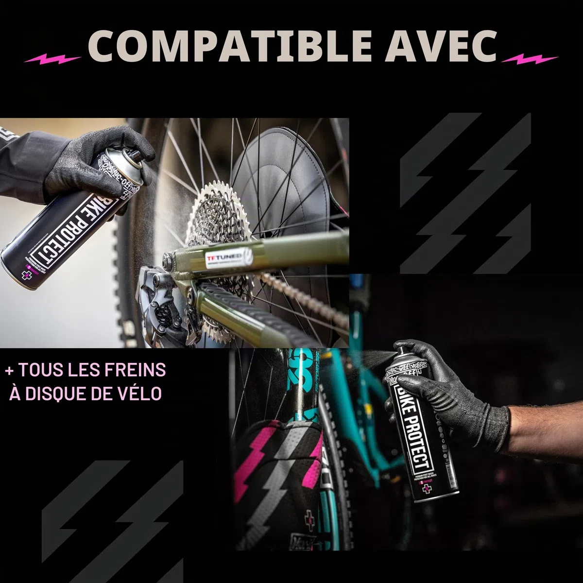 Muc-Off Housses Frein à Disque Motifs Éclairs, Lot de 2 - Protections pour Frein à Disque de Vélo en Néoprène Lavable - Protège des Projections et des Dégâts en Déplacement