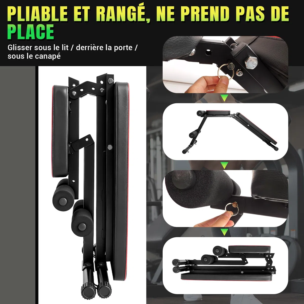 Banc de musculation Réglable pour Salle de Sport à Domicile, Certifié pour une Charge Maximale de 200 kg, Pré-assemblé à 98%, Banc Musculation Pliable avec 7 Positions
