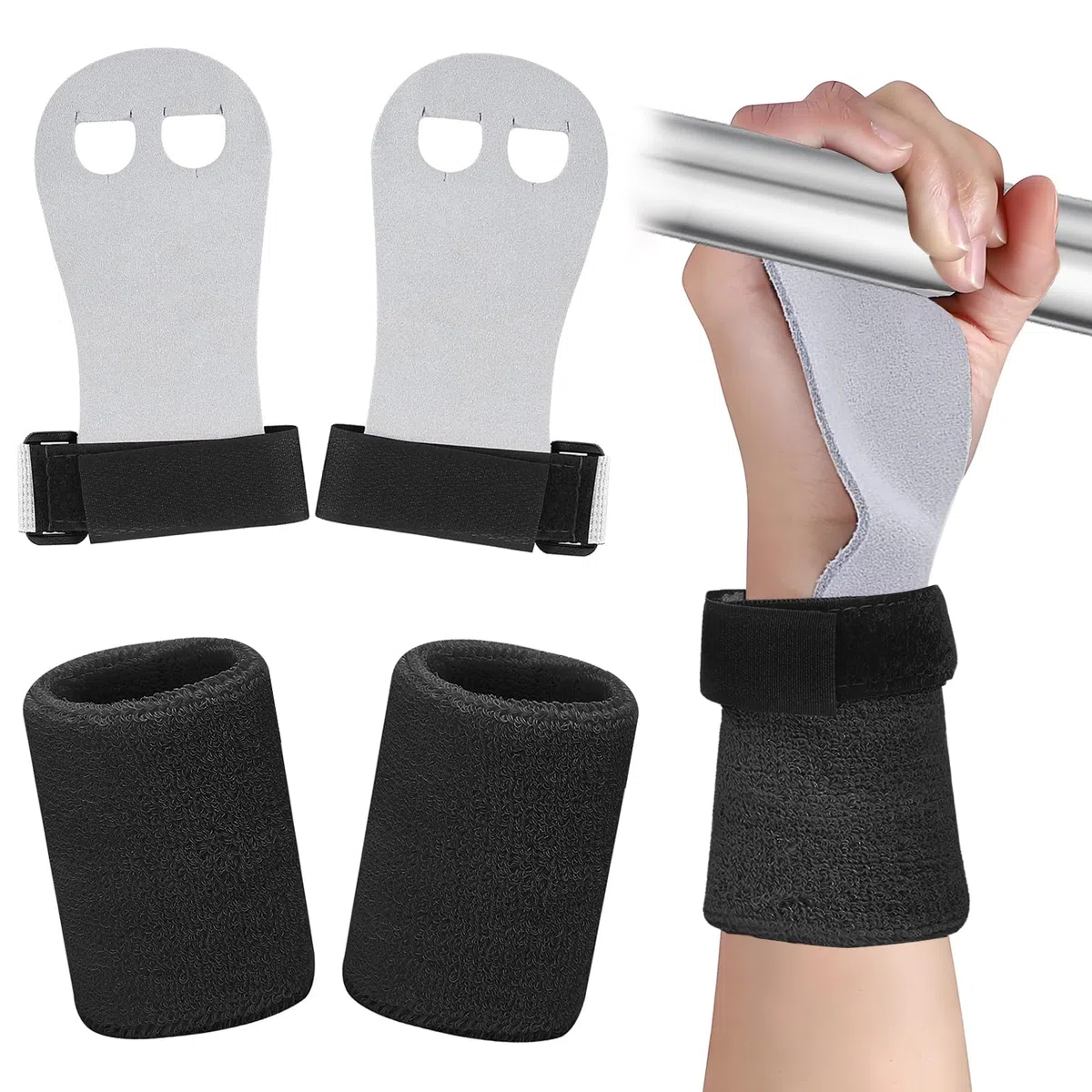 Manique Gymnastique Fille, 1 Paire Gant Gymnastique Fille avec Poignet en Tissu, Manique Gym Enfant pour Eentraînement de Gymnastique, Tractions, Haltérophilie, Cyclisme