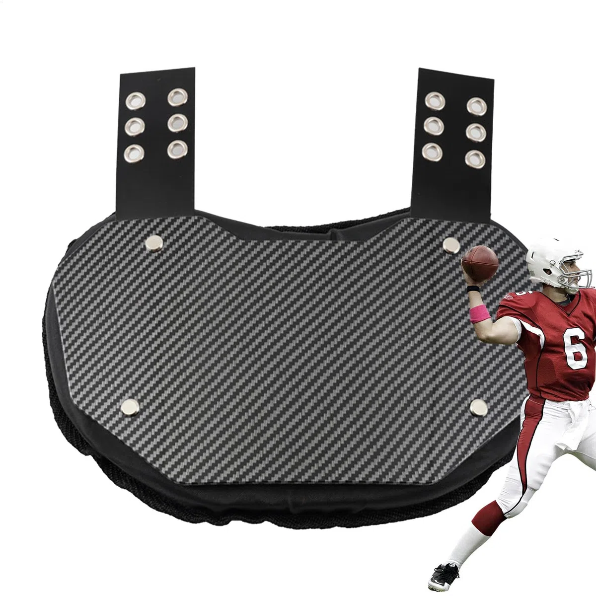 Plate arrière de Football - Arrière arrière de Football Professionnel pour - Tampons arrière inférieurs, Protecteur arrière arrière arrière, Coquille extérieure Dure avec Sangle en Nylon régla