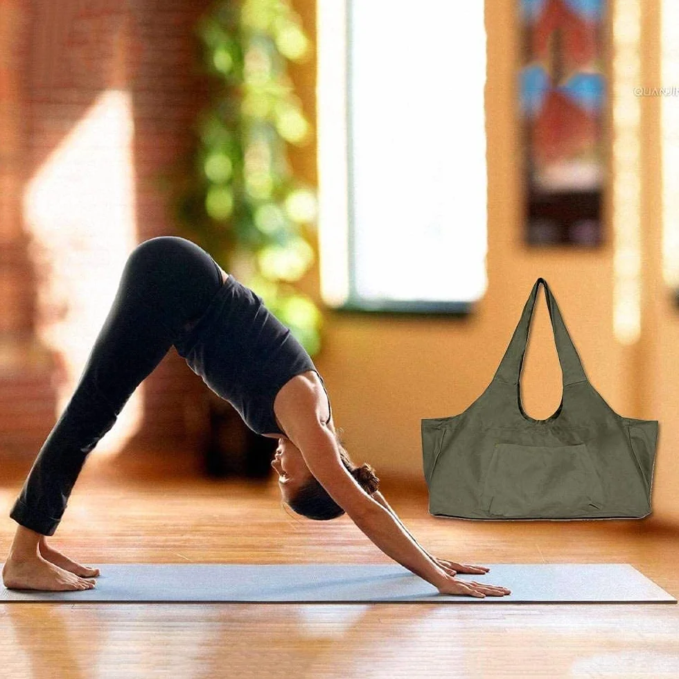 Namvo Grand sac pour tapis de yoga polyvalent sac de sport sac de transport bandoulière pour tapis de yoga avec poche latérale convient à la plupart des tailles de tapis vert armée