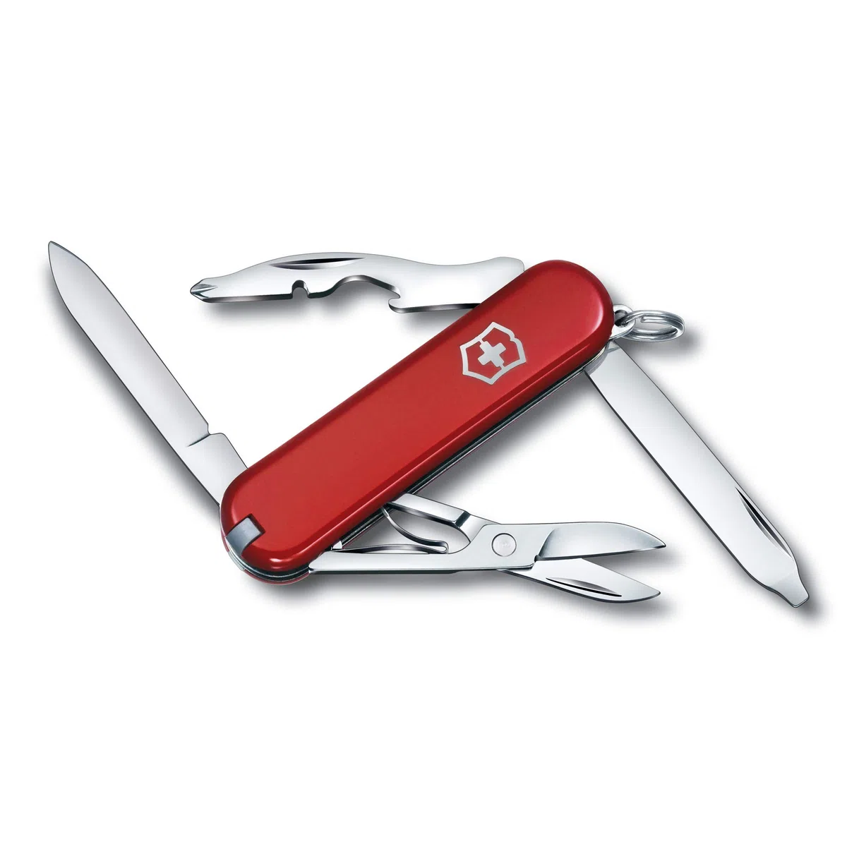 Victorinox Couteau de Poche Rambler, Petit, 10 Fonctions, Swiss Made, Outil Multifonction avec Tournevis Phillips, Ciseaux, Rouge