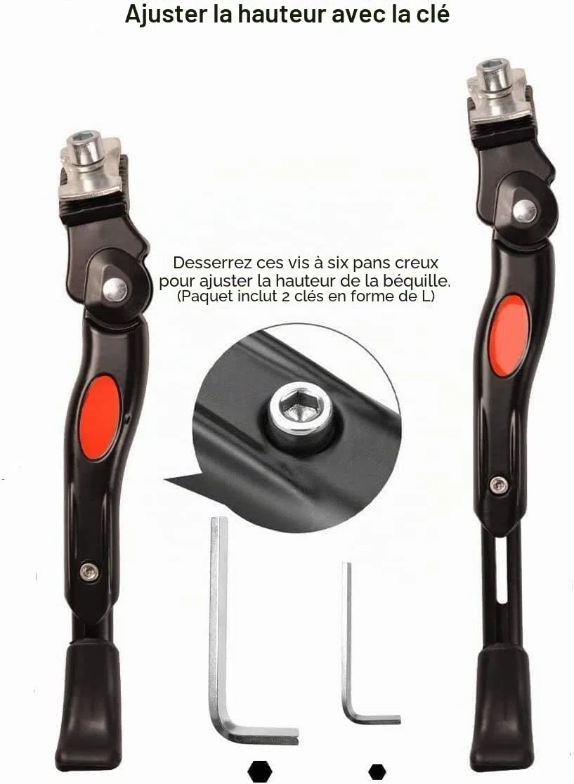 DEWEL Bequille Velo pour 16-20 Pouces/18-22 PoucesRéglable Béquille Vélo Support pour vélos Universel Alliage d'aluminium avec Caoutchouc Antidérapant pour VTT, Cyclisme Route et vélos de Sport etc