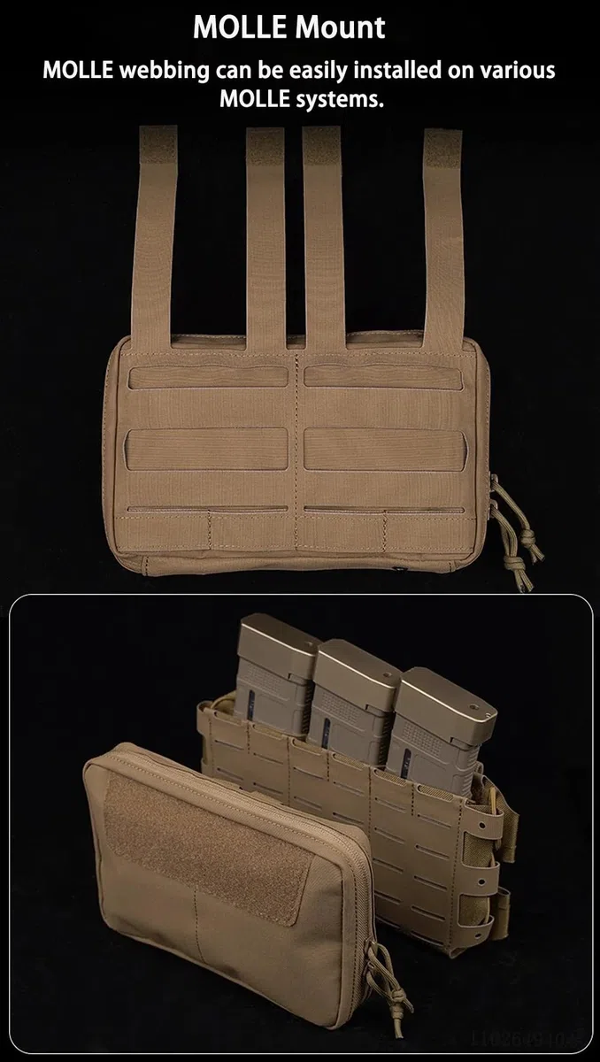 Peminkoo Pochette Tactique Horizontale Moyenne pour GP Arc Molle Sac Tactique de Transport de Plaque Gilet de Rangement Avant Poche à Outils IFAK