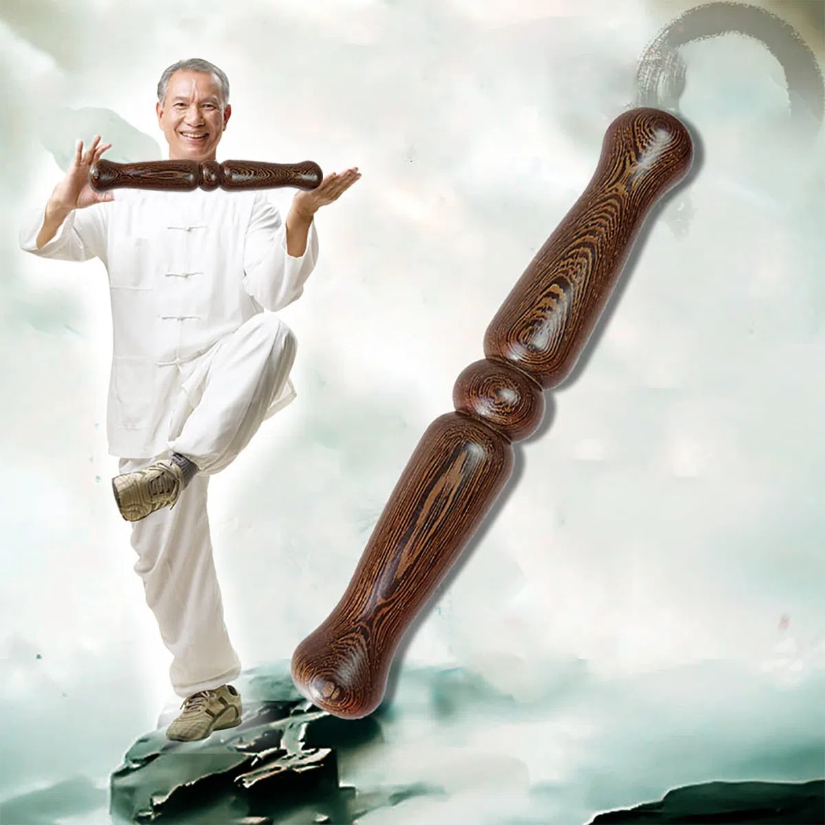 Bâton de Tai Chi Sticks de Formation Chinois Qigong Tai Chi, 32/42 Cm de Long Souverain D'arts Martiaux en Bois Massif Lisse, Économisez Des Équipements D'exercice Taiji Taiji Rod, Courbe Parfaite ( S