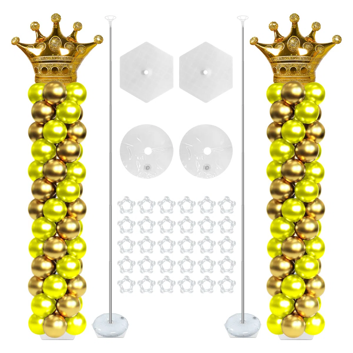 Colonne de Ballon Kit de 2 Supports à Ballons Tour de Ballons Rétractable 2m Arche Ballon Structure Décoration pour Fête, Partie, Mariage, Anniversaire, Baby Shower