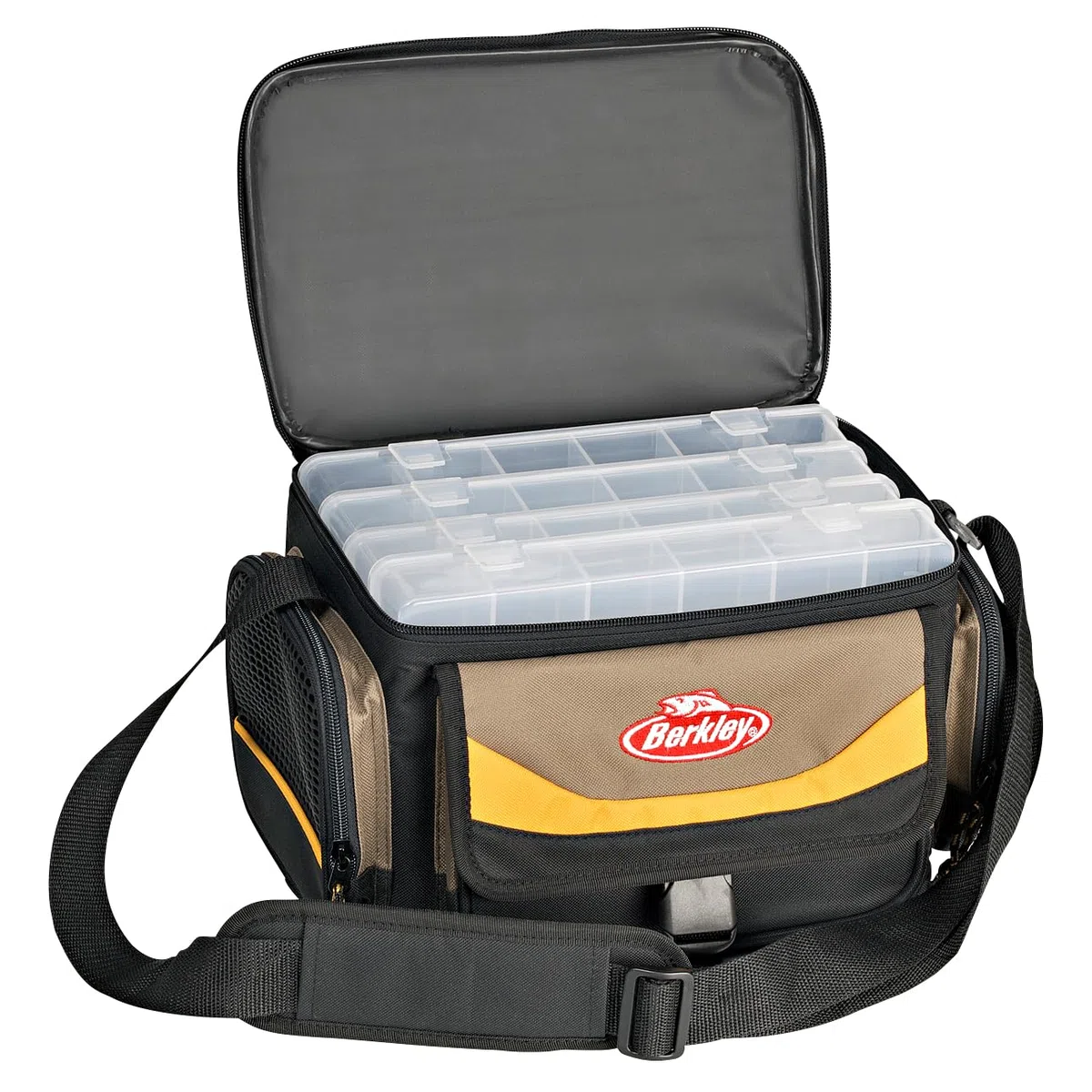 Berkley System 4 Box Storer - Fishing Tackle Bag with 4 Fishing Tackle Boxes, Cooler Segment for Bait, Lures and Gear, Waterproof Tackle Management Saltwater Sea & Freshwater Anglers, Colours & Sizes