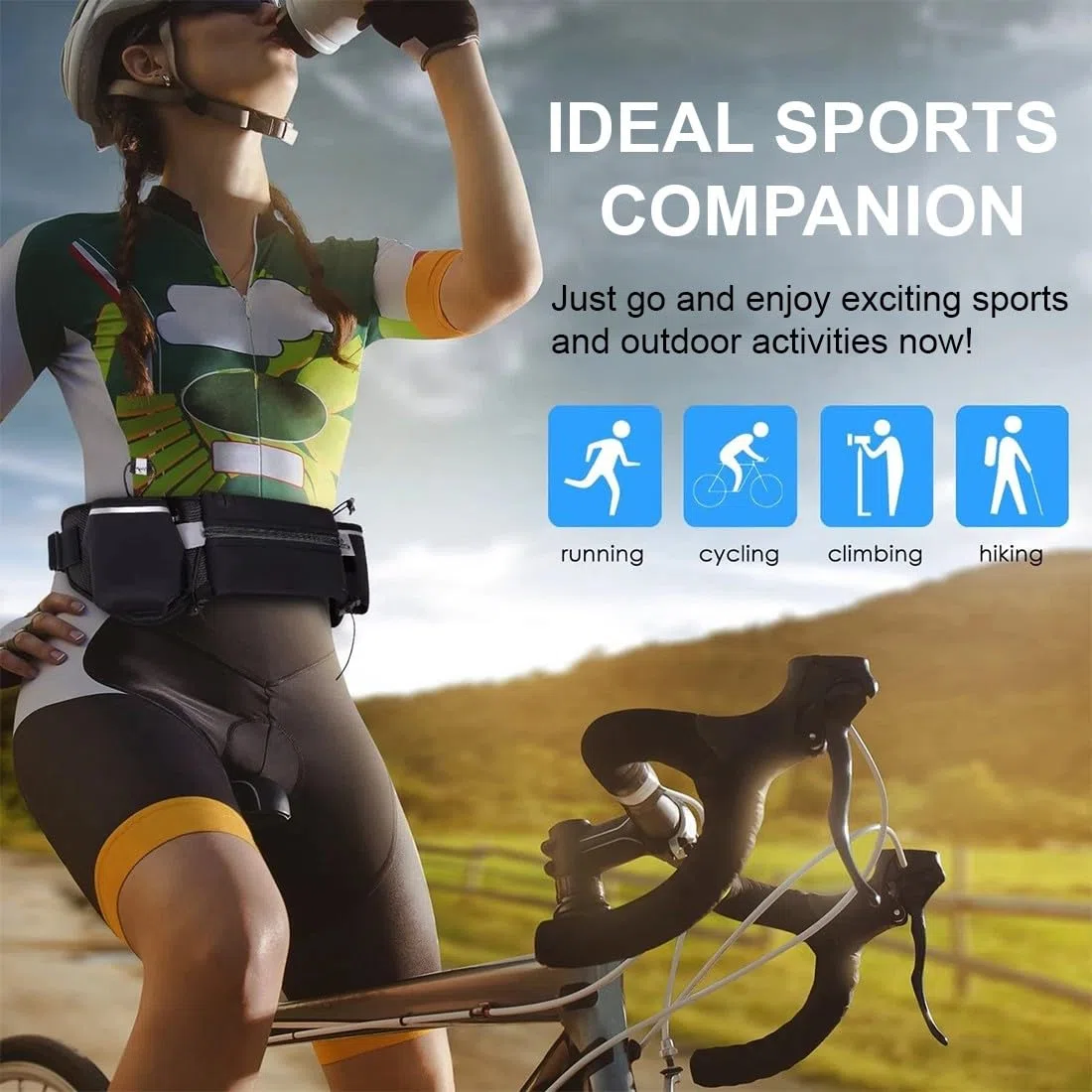 NJCXOLA Ceinture Running, Sac Banane Sport Belt avec 2 gourdes, Ceinture D’hydratation Réglable Homme Femme Smartphone Escalade Randonnée Voyage