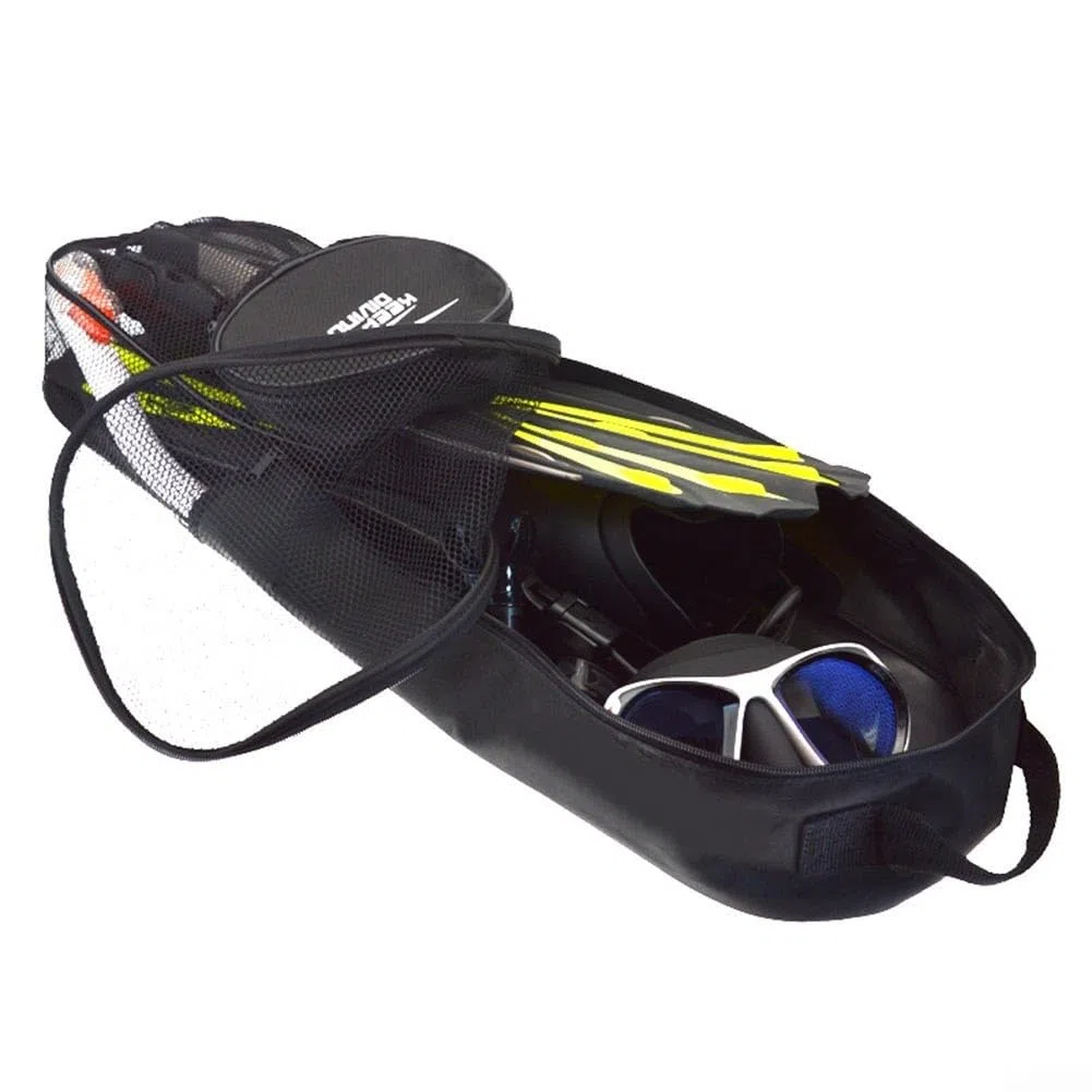 Sac de Sport Extra Large en Maille pour équipement de plongée avec Tuba Natation Sac en Maille avec bandoulière pour plongée sous-Marine Palmes de plongée Noir