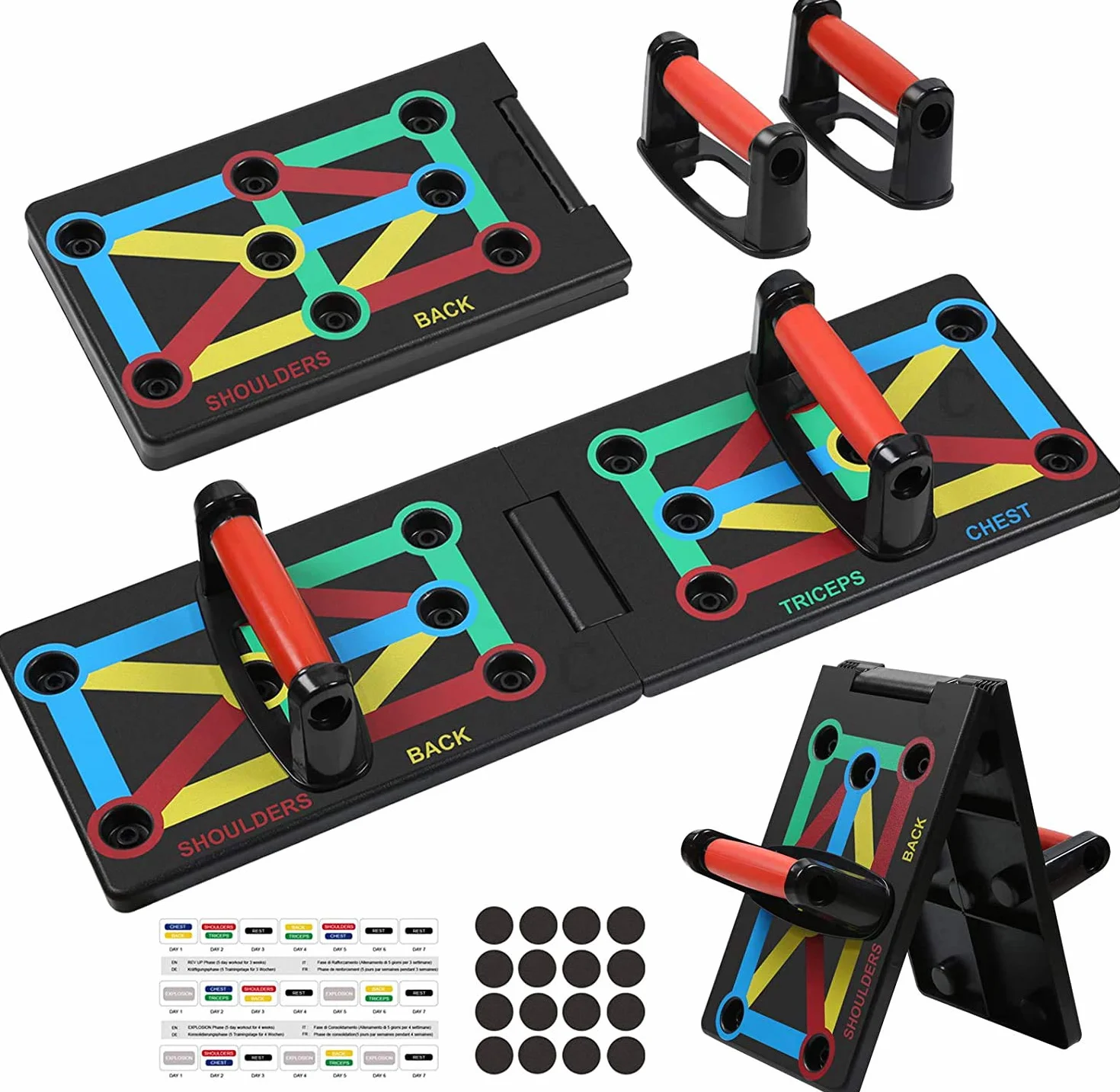 Push Up Board - Système d’entraînement Pliable pour Rack de Fitness 12 en 1 pour Le Fitness à Domicile