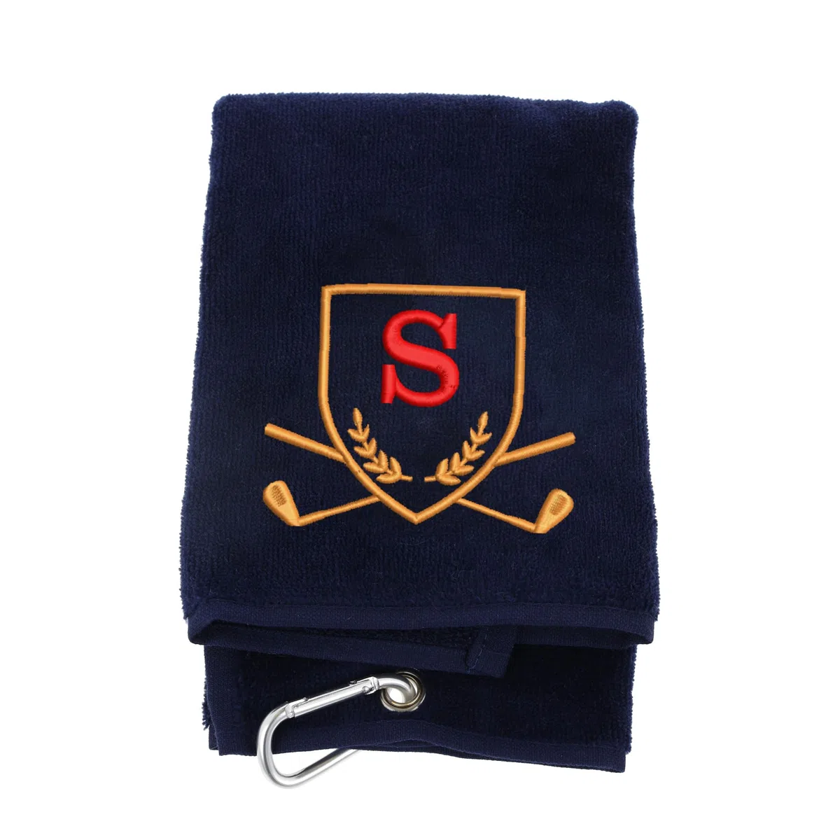 Always Looking Good Serviette de golf avec lettre initiale brodée monogrammée en velours de luxe 50cm x 40cm Serviette de golf brodée sur mesure avec mousqueton Cadeau - Cadeaux de golf pour hommes