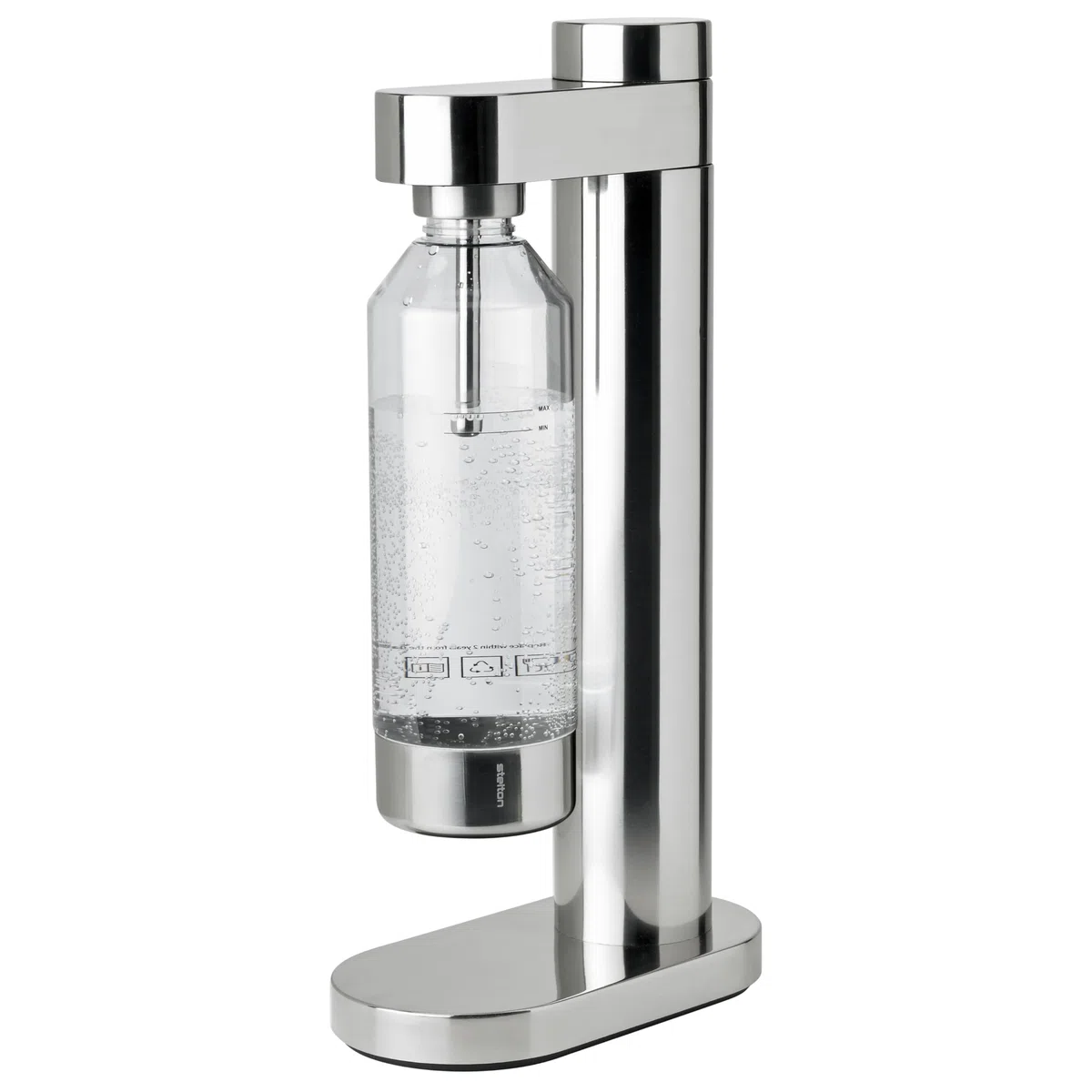 Stelton Bouteille Brus pour Carbonateur – PET, Acier Inoxydable, Sans BPA, Max 0.84L – Élégante et Fonctionnelle