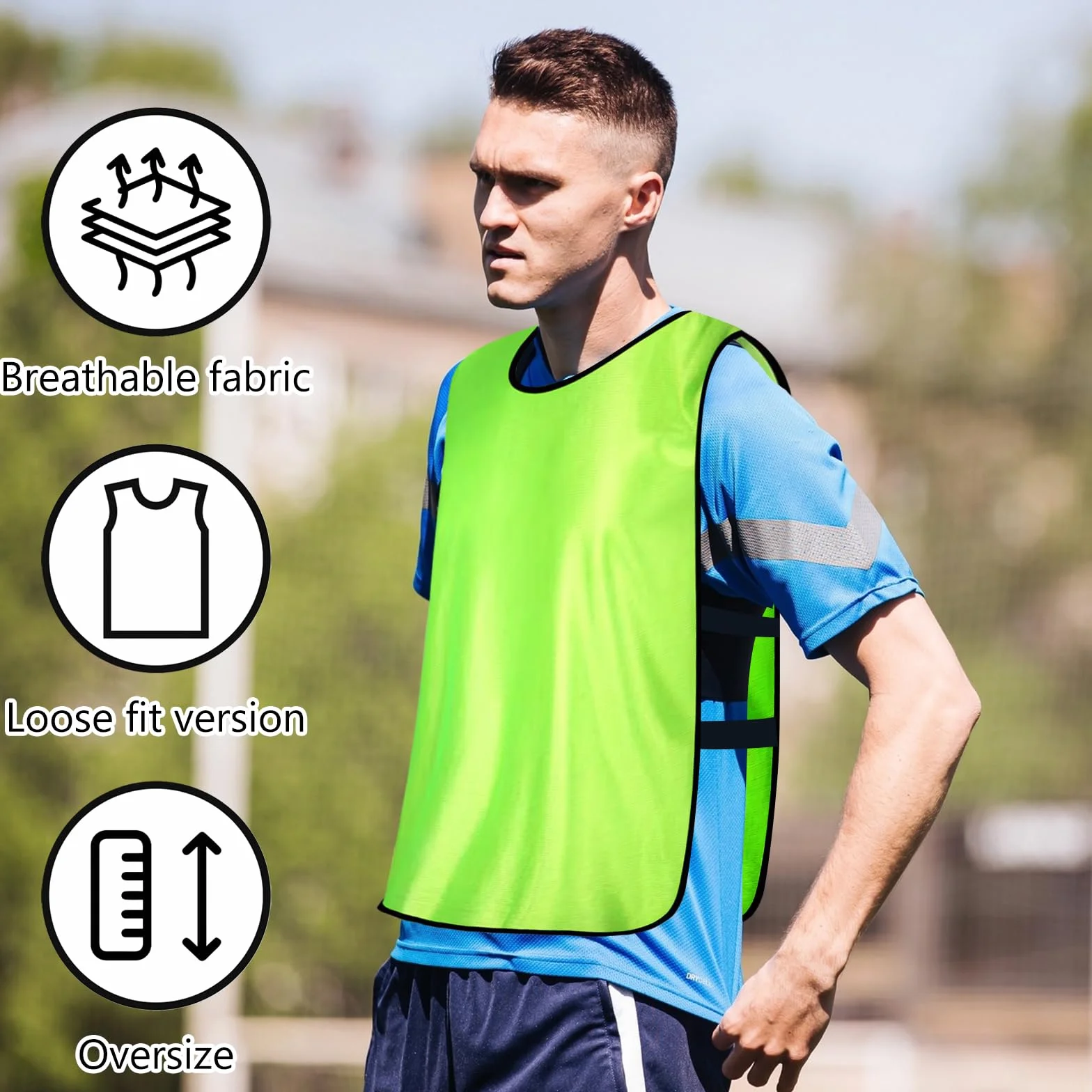Chasuble De Sport Football, 12 Pack Chasuble Gilet De Sport, Dossards D'entraînement, Chasuble Football, Gilet D'entraînement De Football, Gilets Sport Maillots Pour Les Juniors Et Les Adultes (Vert)
