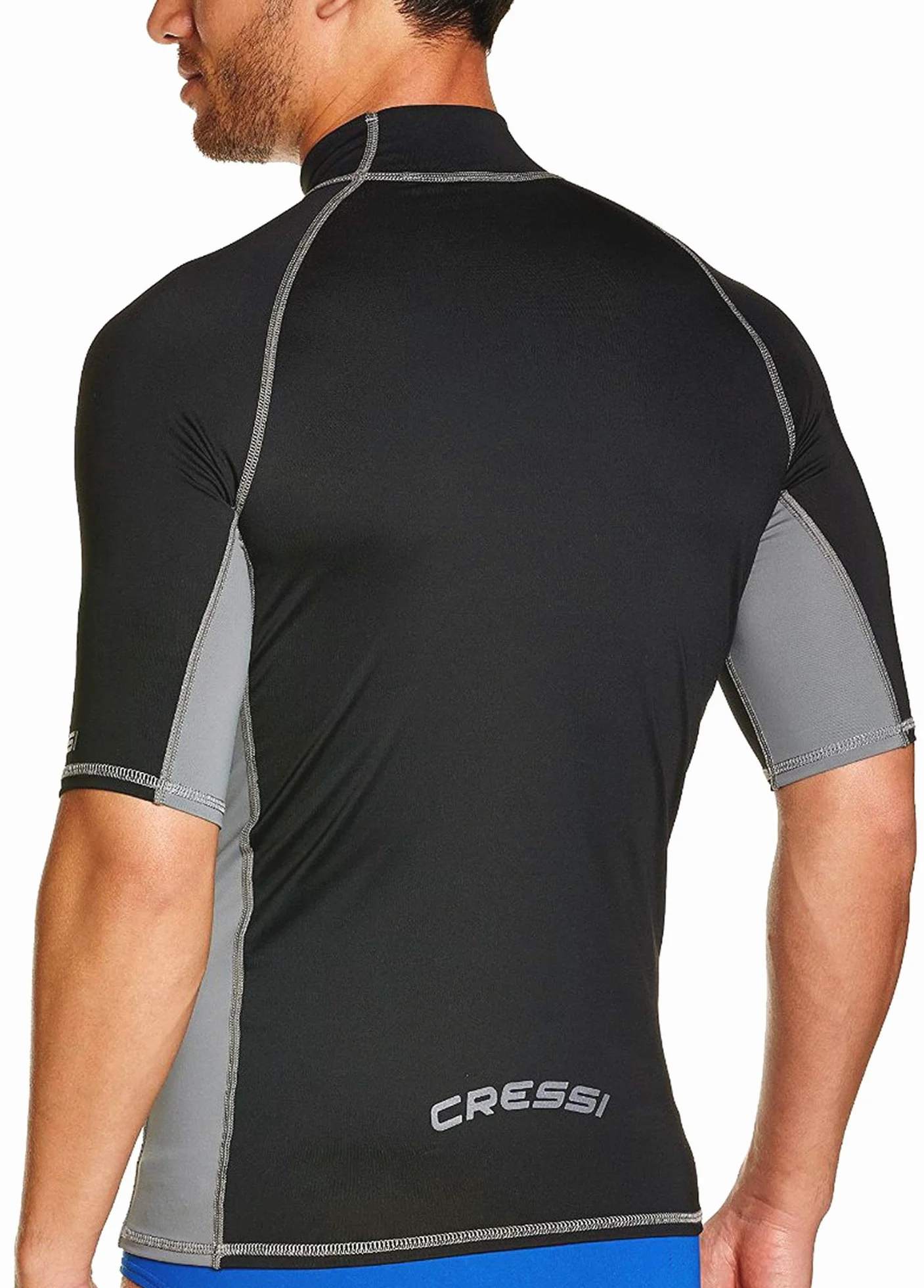 Cressi Rash Guard Rash Guard Haute de Combinaison en Tissu très élastique spéciale, Manches Longues et Courtes, Protection Solaire UV (UPF) 50+ Homme (Lot de 1)