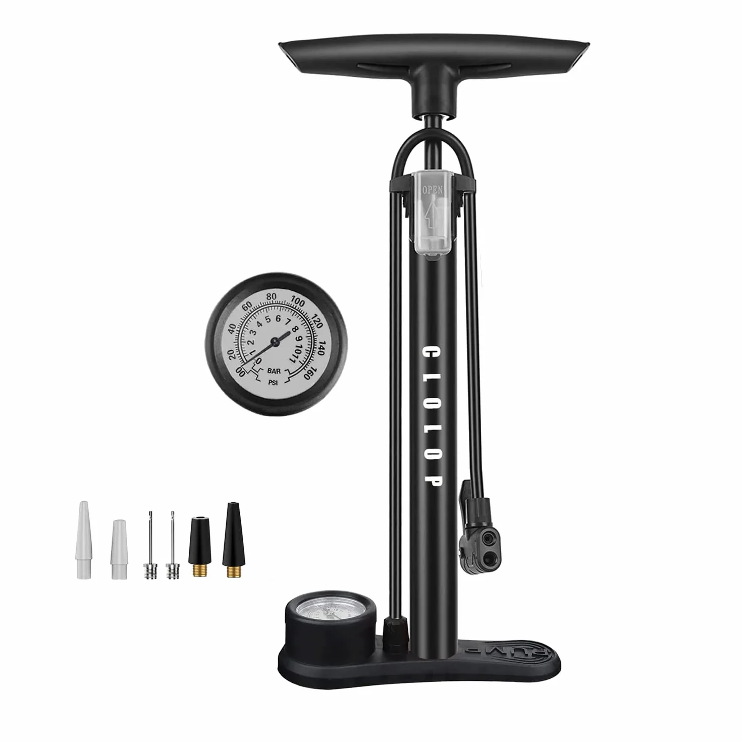 CLOLOP Pompe à vélo Pompe à Pied pour vélo Pompe à Ballon avec valves Presta et Schrader pour Pneu de vélo Ballons de Sport Anneaux de Natation, etc.
