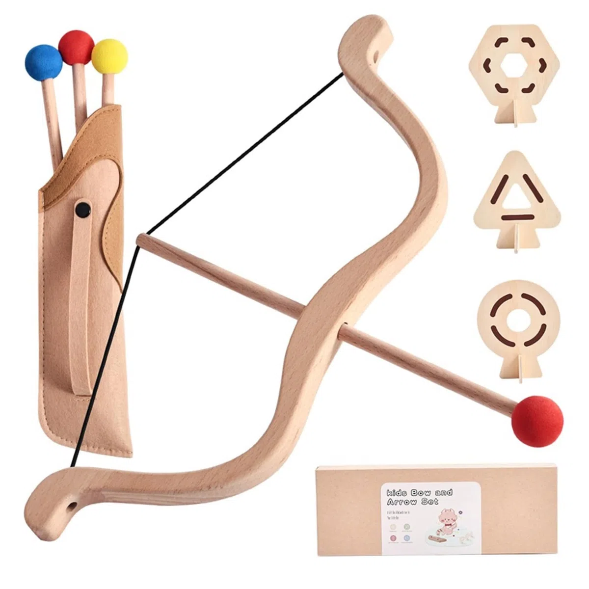 Ensemble d'arc et de flèches pour Enfants, Arc et flèche en Bois avec Pointe en Mousse sûre avec 3 cibles pour Jouer en intérieur en extérieur, Ensemble de tir à l' pour garçons Filles à par