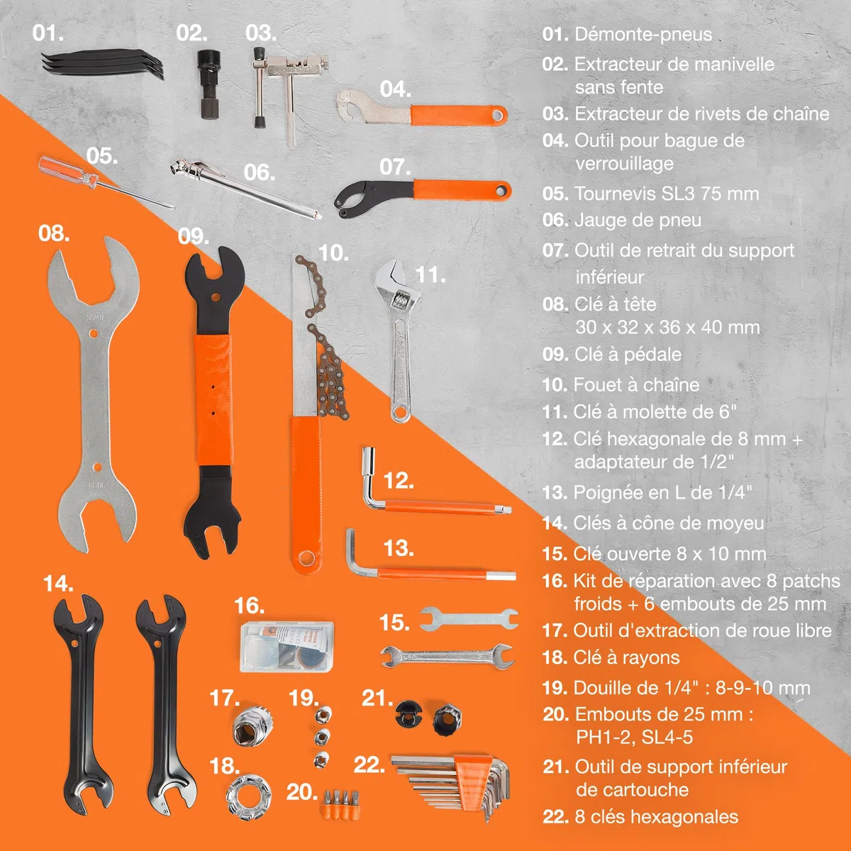 VonHaus Kit d'Outils de Vélo 35 Pièces – Kit de Réparation de Vélo Portable, Outils pour Vélo de Route, Électrique et VTT avec Étui de Transport – Convient pour la Réparation Professionnelle de Vélos