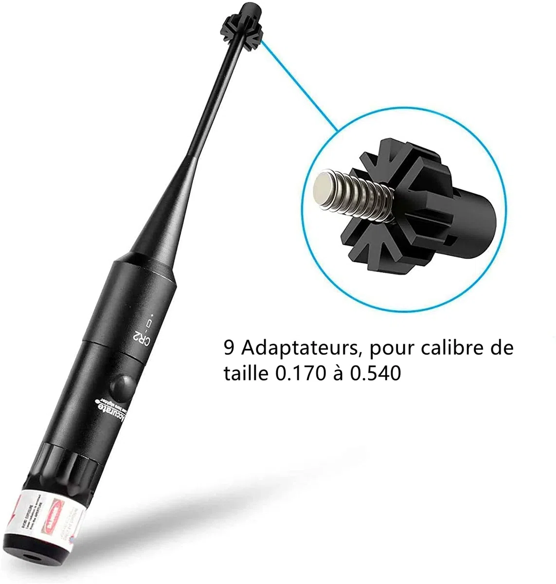 Kit de visée à alésage Rouge Laser Bore Sighter pour Calibre de 0.17 à 0.54 pour Lunette de visée et Arme de Poing, Airsoft