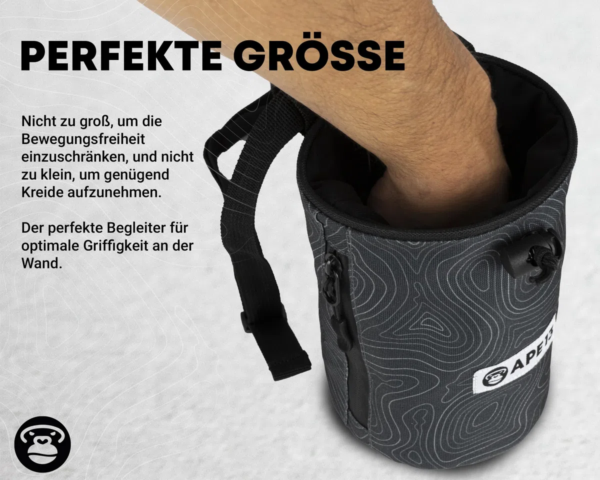 Sac à Magnésie pour l'Escalade et le Boulder - Kit Avec Sangle, Support pour Brosse - Grand Sac de Magnésium pour Chaux/Craie