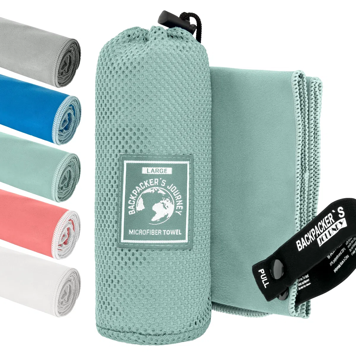 Backpacker's Journey Serviette Microfibre, Serviette Sport Musculation, Serviette Piscine compacte, Ultra-légère et Rapidement sèche, Serviette de Bain Microfibre Parfait pour Sport et la Plage