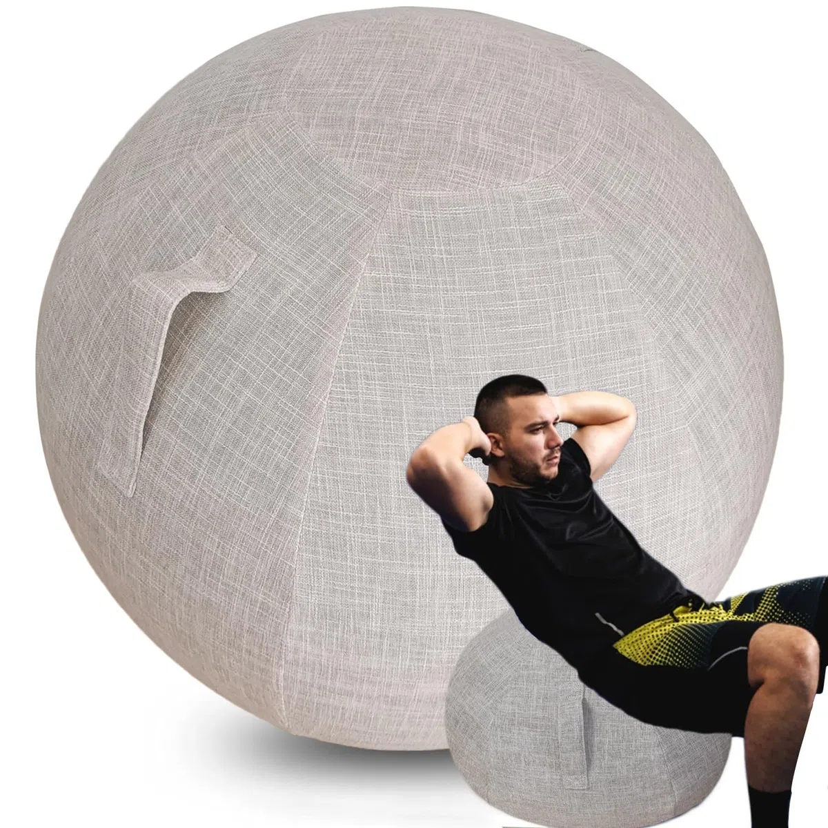Housse Ballon Gym Housse Applicable à Ballon Grossesse Ballon Siège Bureau Swiss Ball Élégant, Durable et Confortable【Pas de balles incluses】 (Color : Beige, Size : 65CM)…