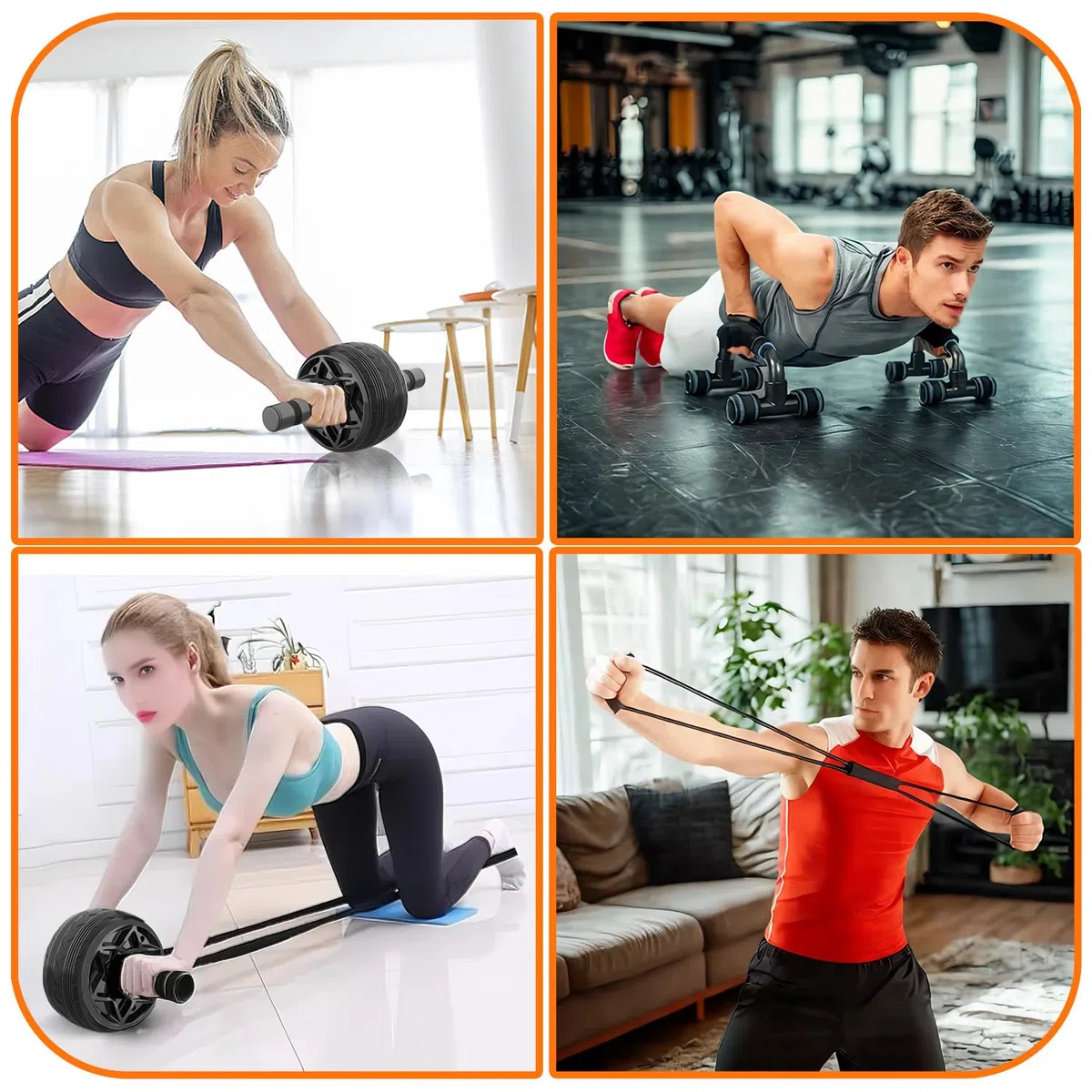Roue Abdominale, Ab Roller Wheel, Roulette Abdominaux Avec Corde de Résistance, Ceinture de Yoga/Cadre de Support Ventral Fitness Pour Musculation Sport Maison Materiel Pour Homme Femme