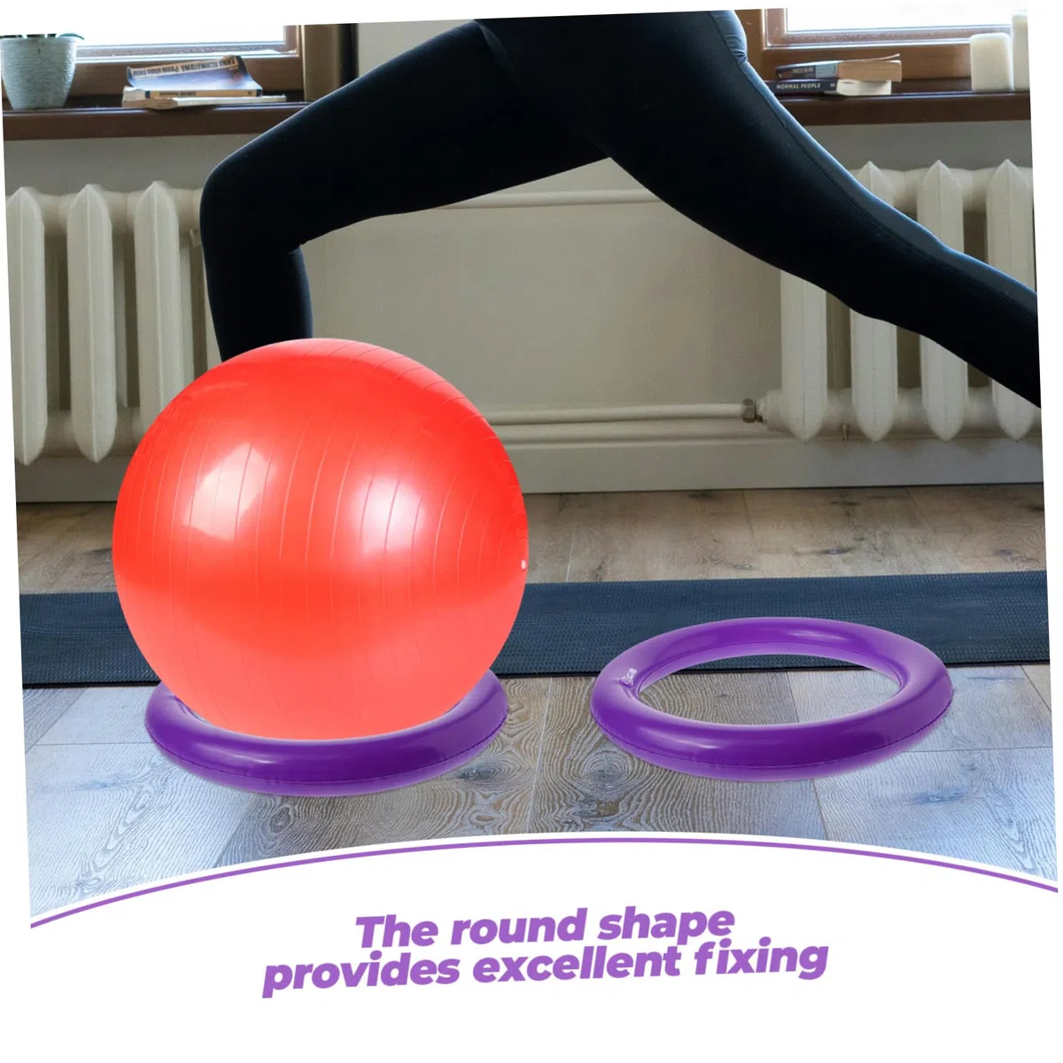 Support de ballon de yoga gonflable - Anneau de fixation stable pour ballon de gymnastique - Support de ballon d'exercice pour un maintien sûr et une utilisation confortable à la maison